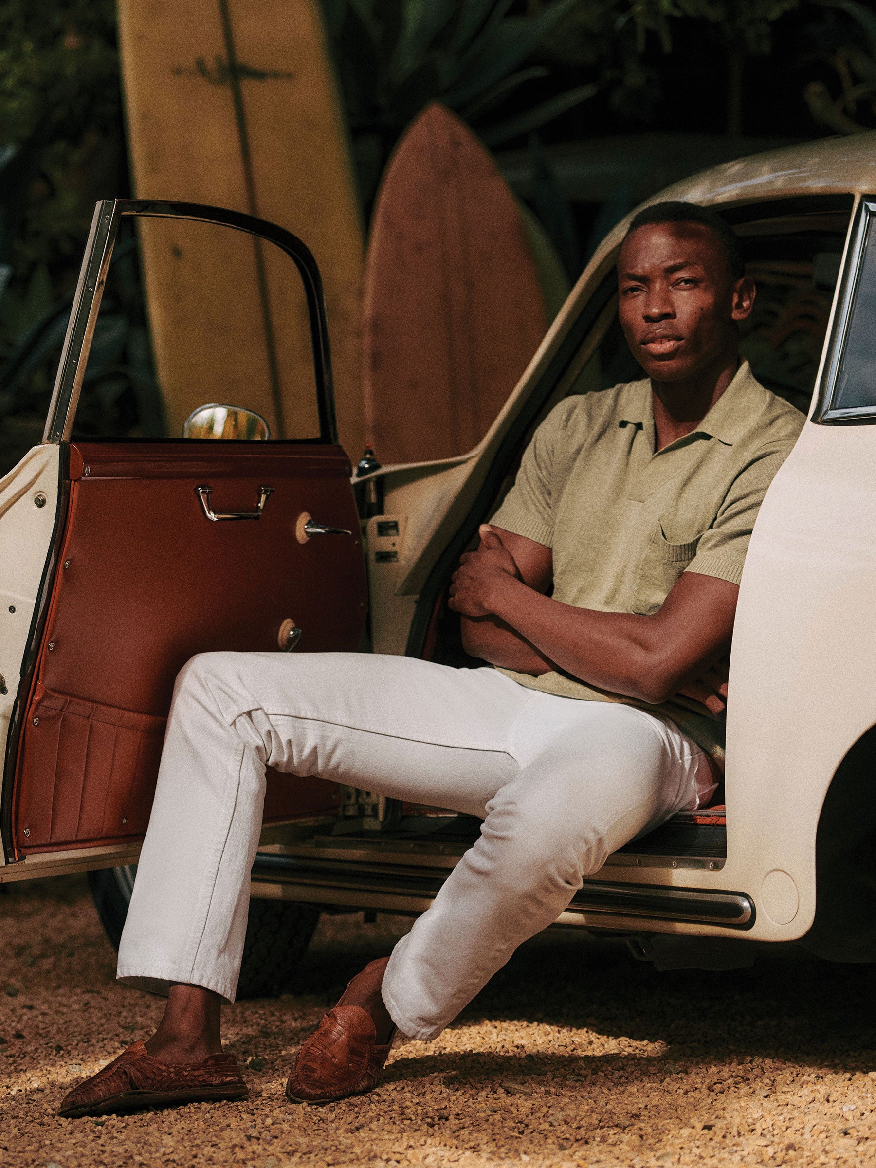 Alternative view of Farro Italian Slub Linen S/S Full Placket Polo