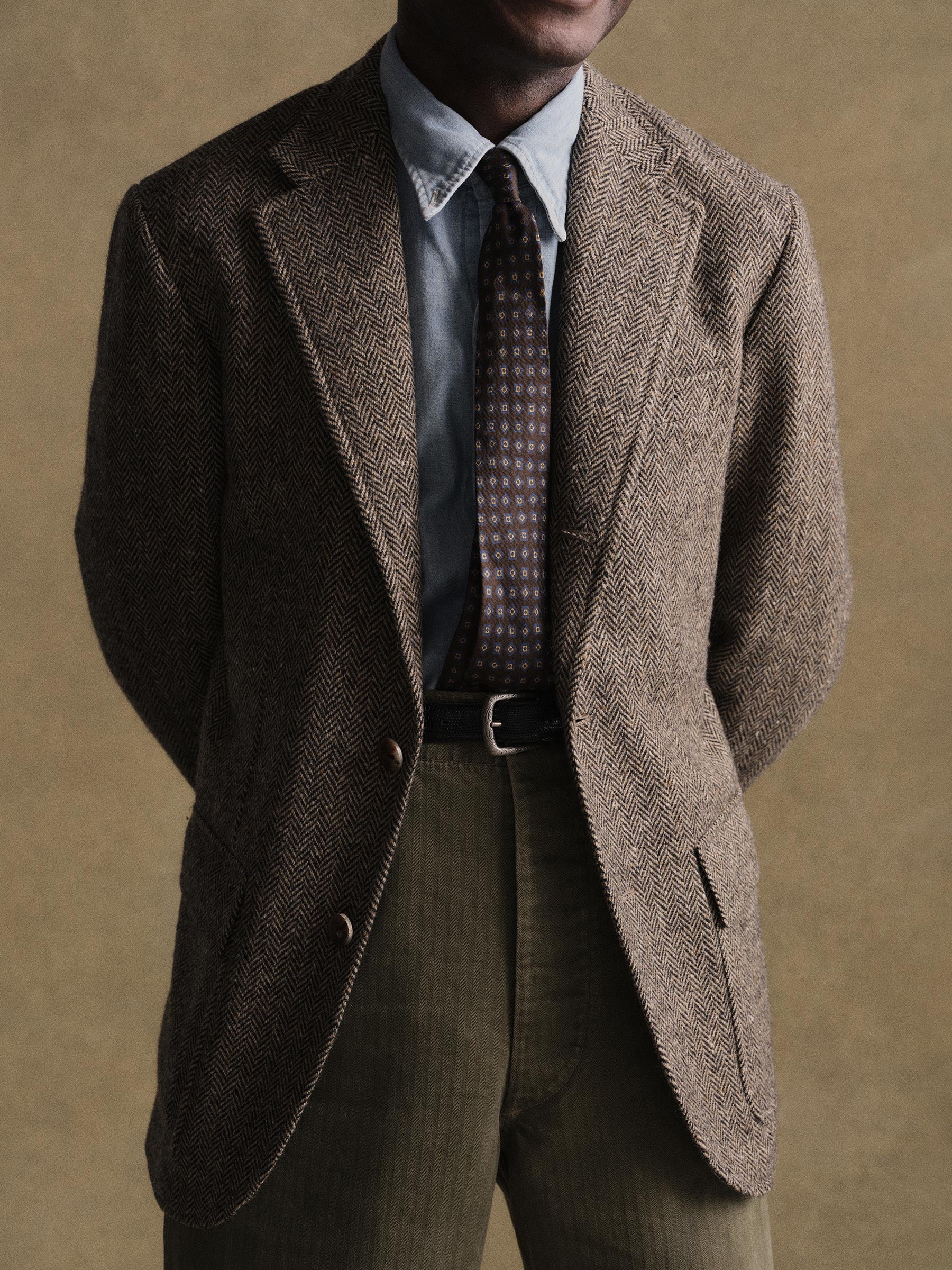 Alternative view of Brown / Black Herringbone Tweed Countryman Jacket