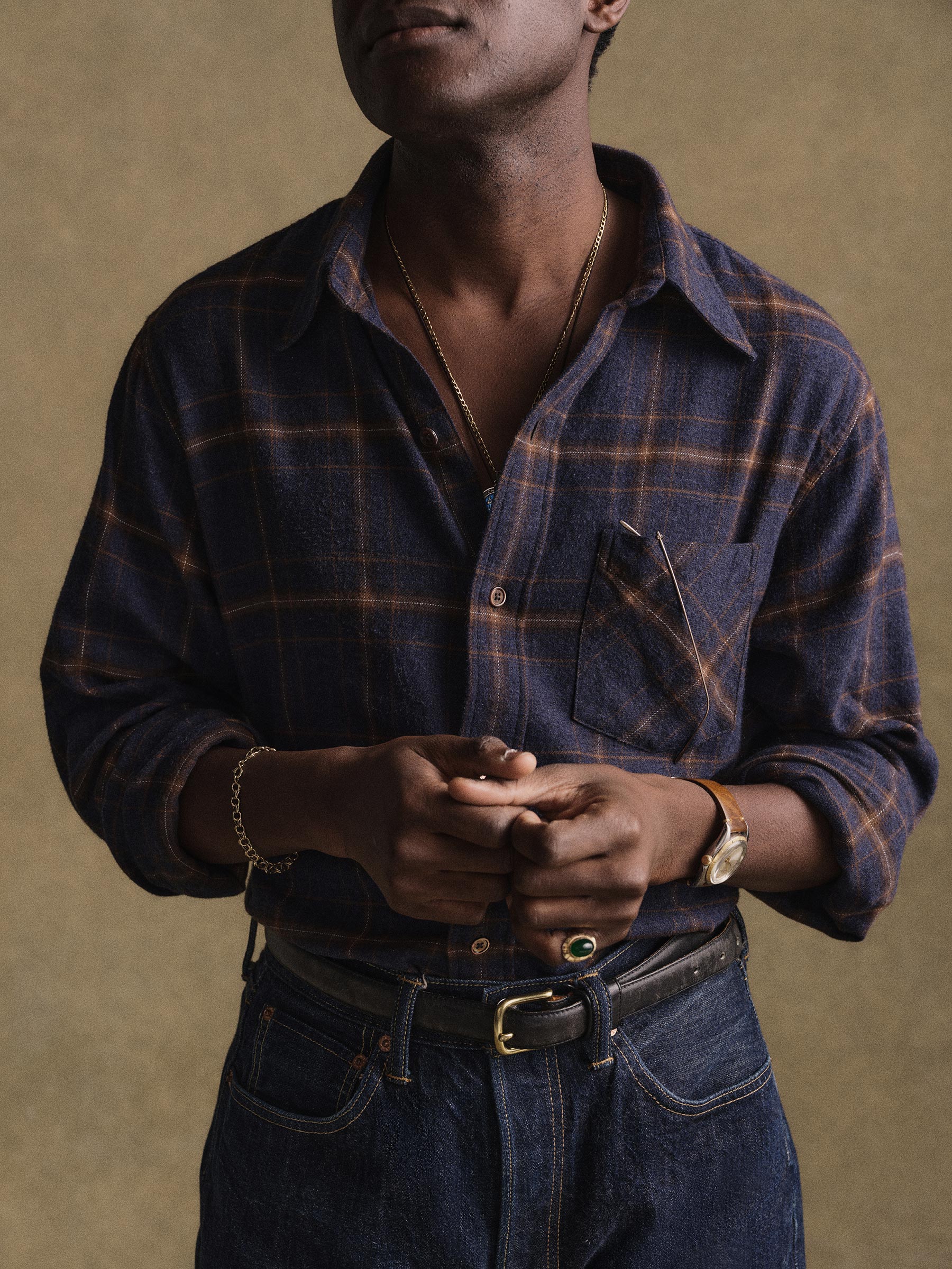 Alternative view of Navy / Brown Ombre Plaid Pacific Twill Flannel Bd Shirt