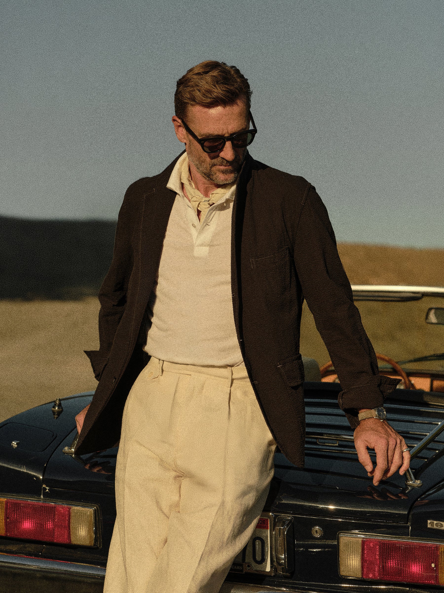 White Japanese Cool Cashmere Knit Polo