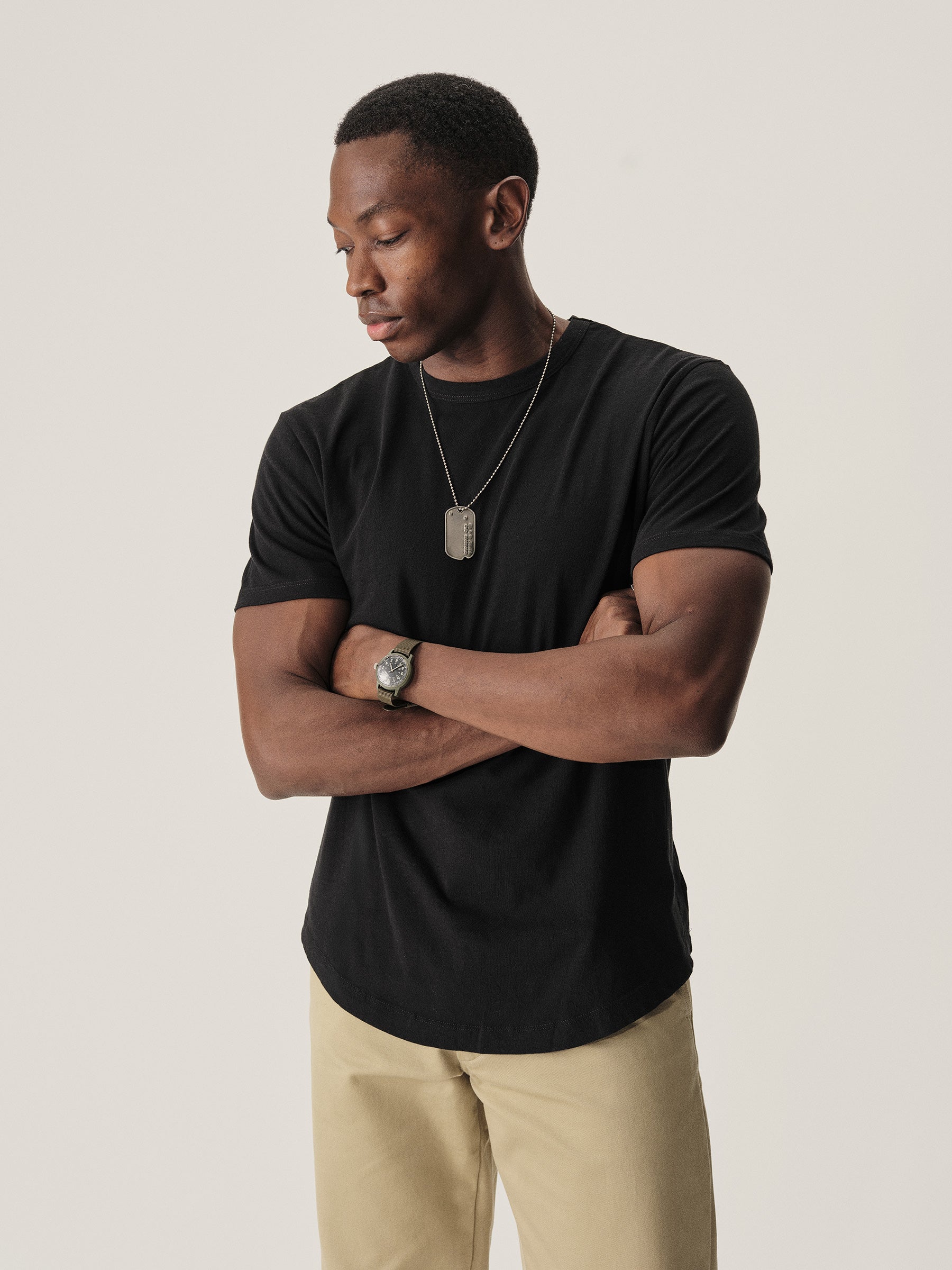 Alternative view of Black Slub Curved Hem Tee