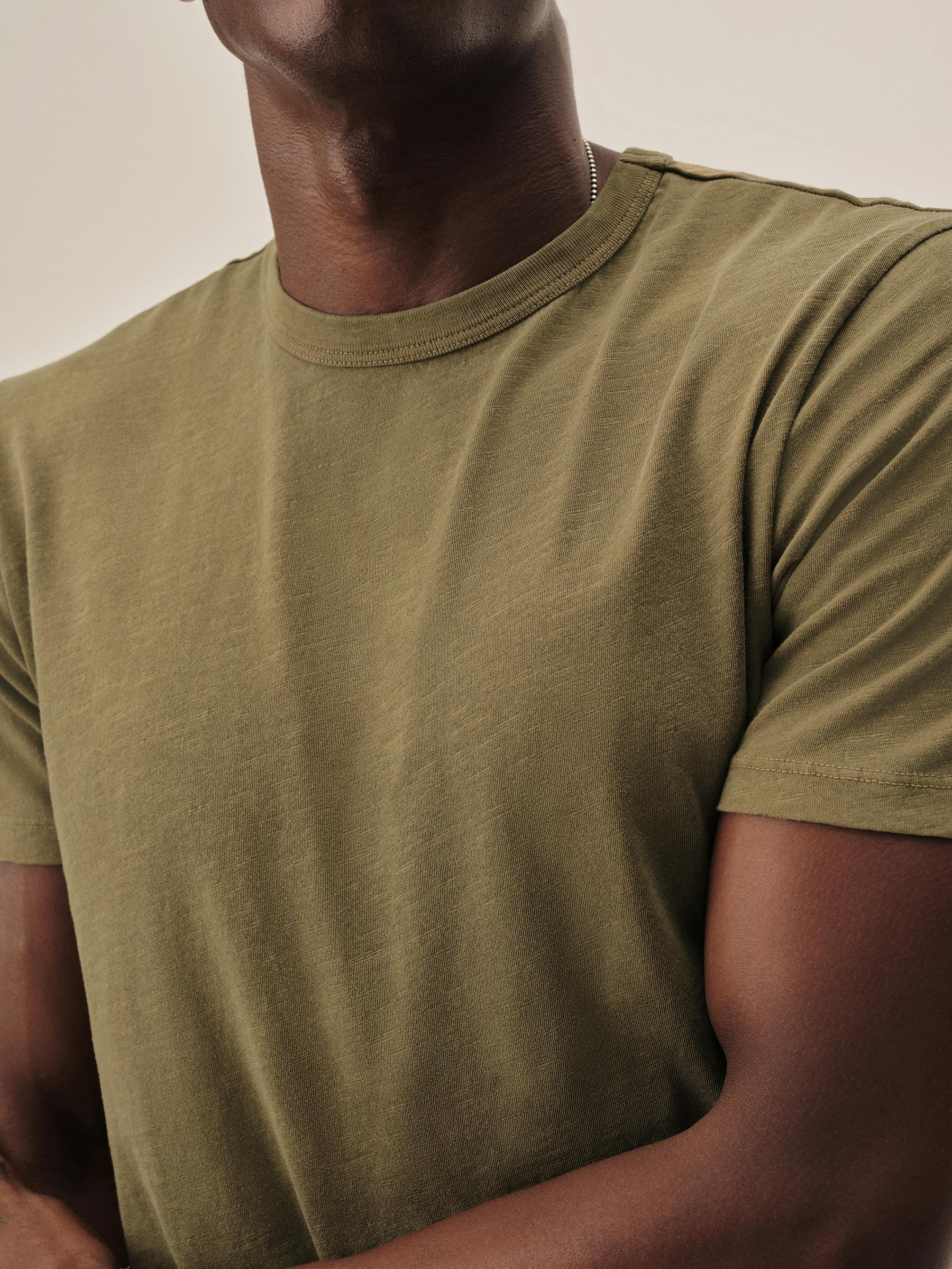 Alternative view of Dusty Olive Venice Wash Slub Curved Hem Tee