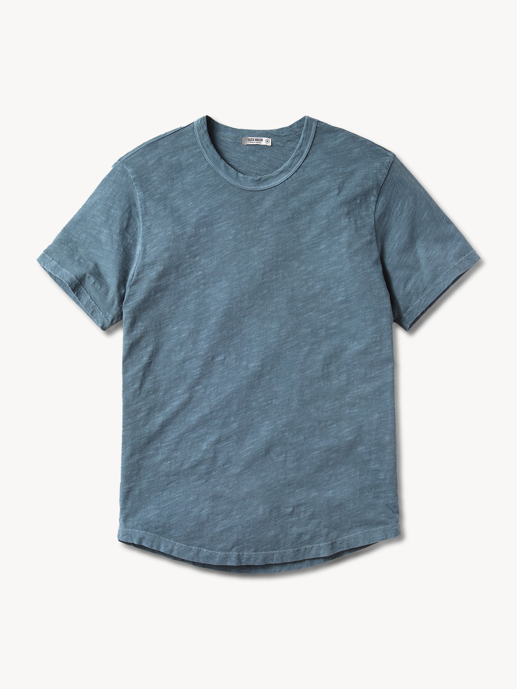 Faded Blue Venice Wash Slub Short Curved Hem Tee