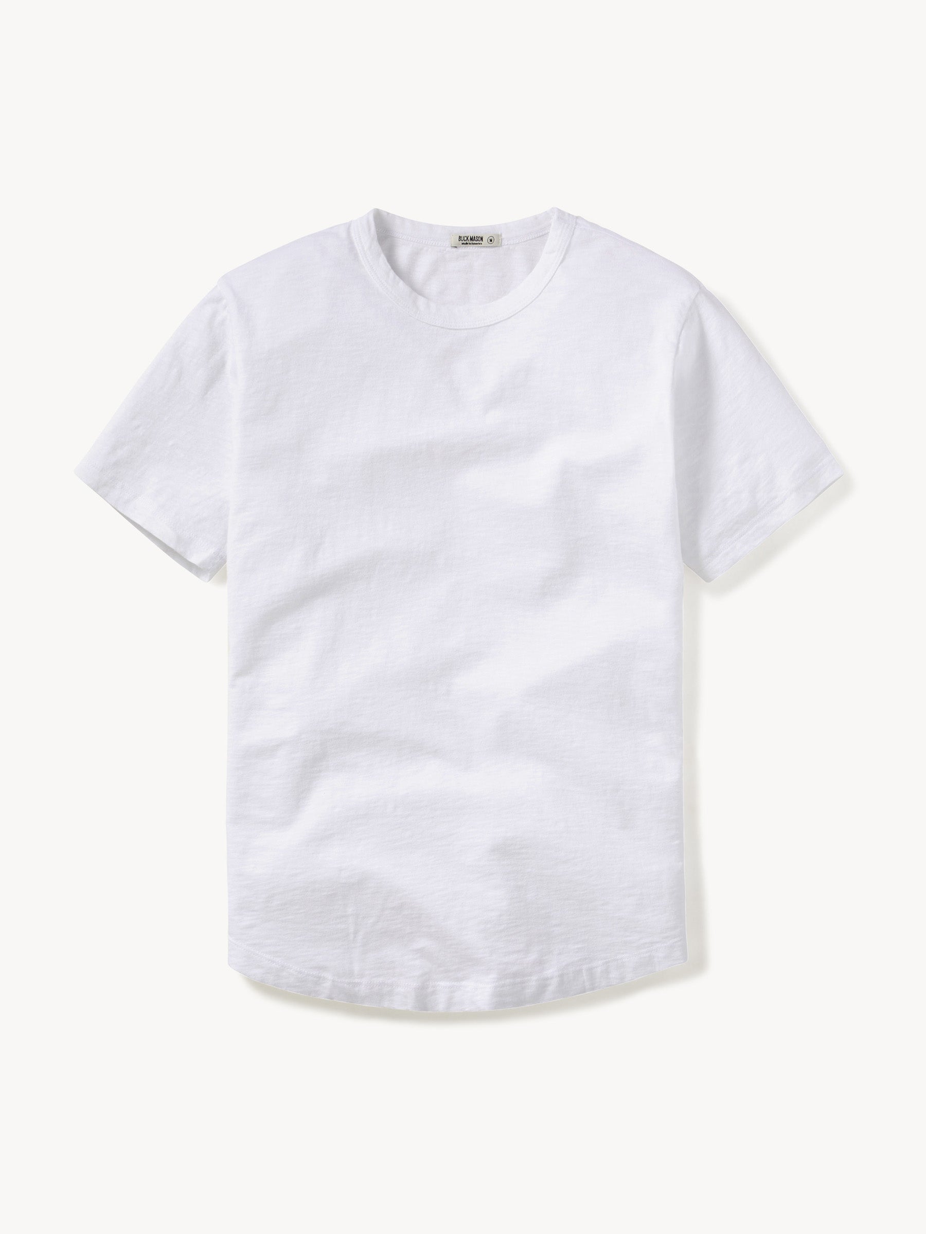 White Slub Short Curved Hem Tee