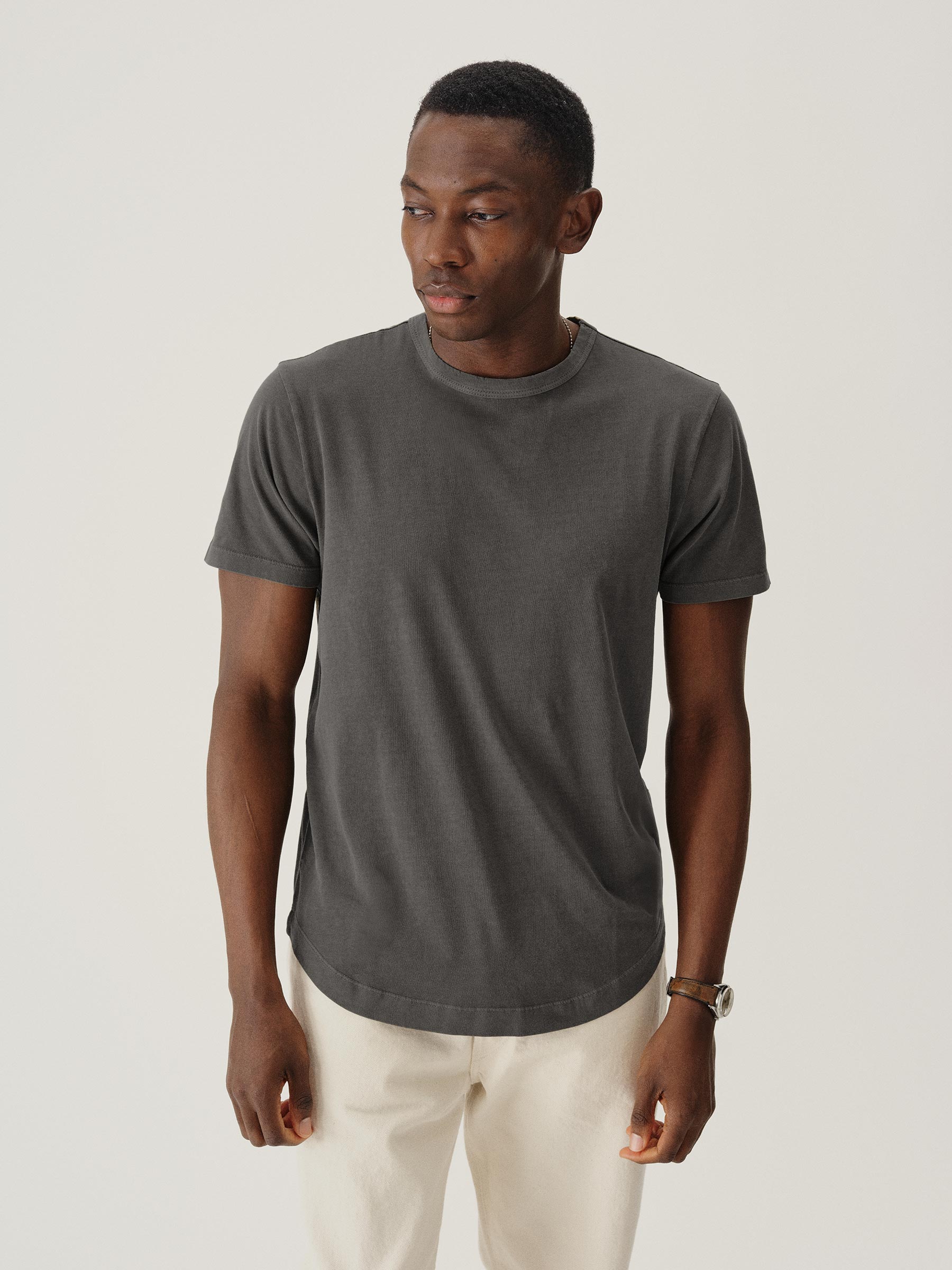 Alternative view of Coal Venice Wash Pima Curved Hem Tee