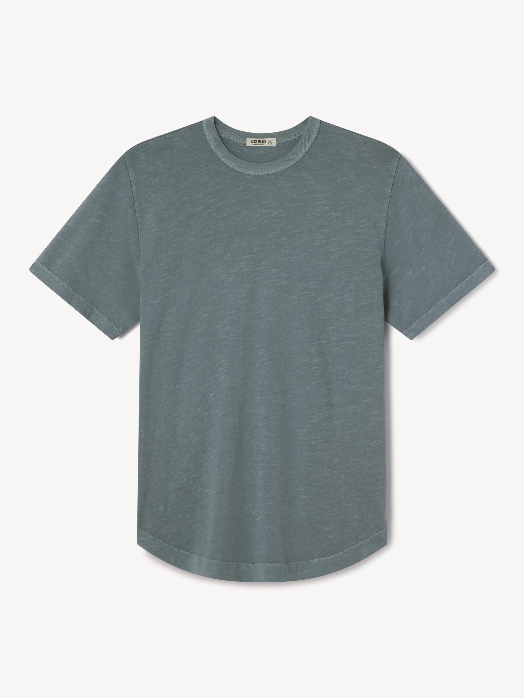 Dusk Blue Venice Wash Slub Curved Hem Tee