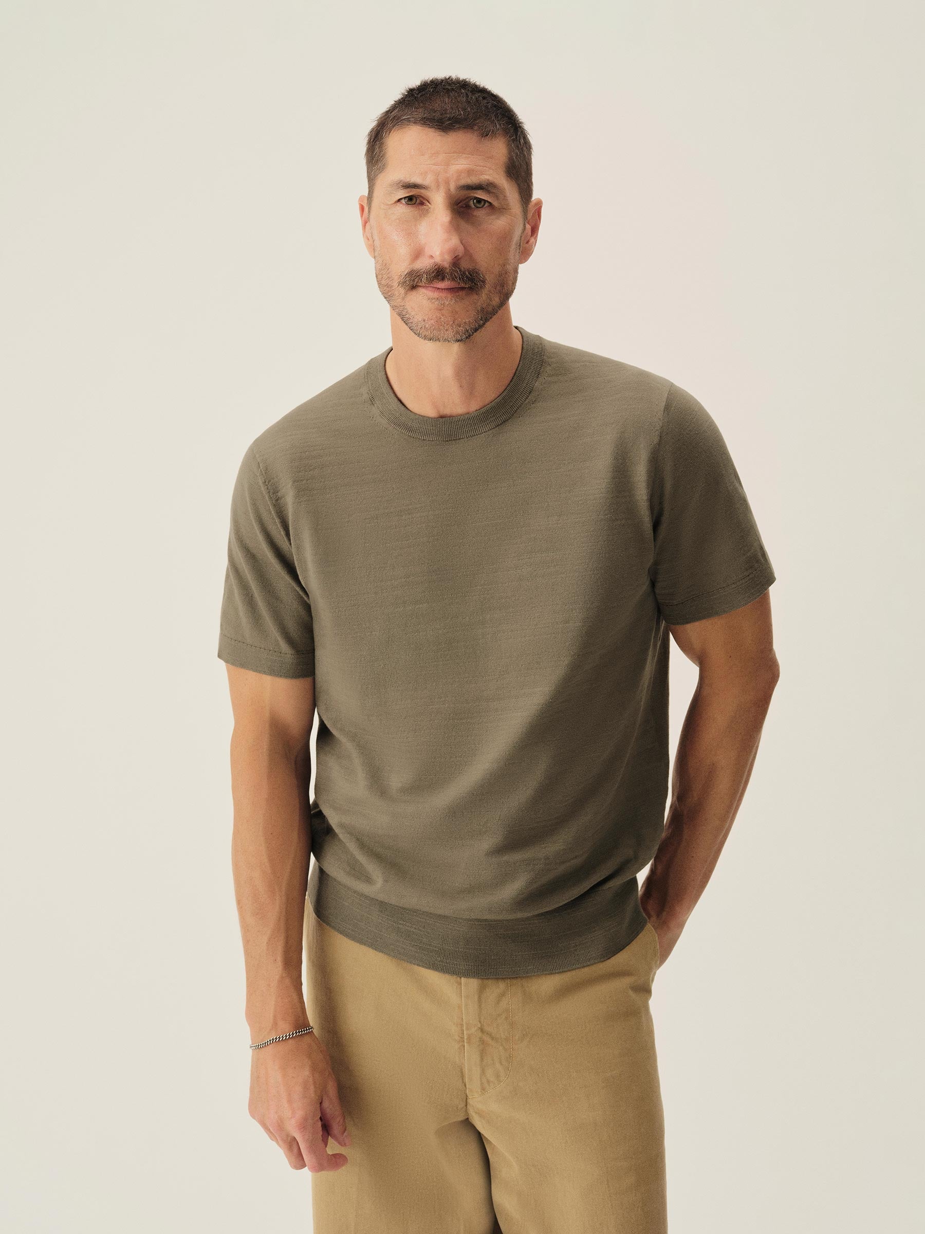 Alternative view of Light Olive Avalon Knit Classic Tee