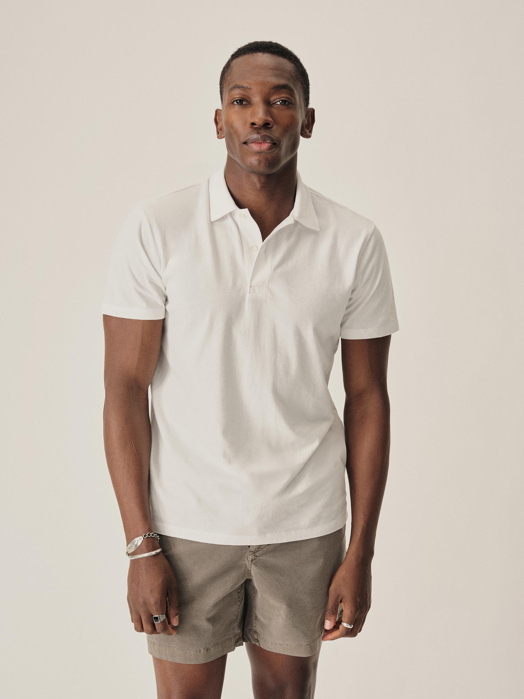 Alternative view of White Sueded Cotton Polo