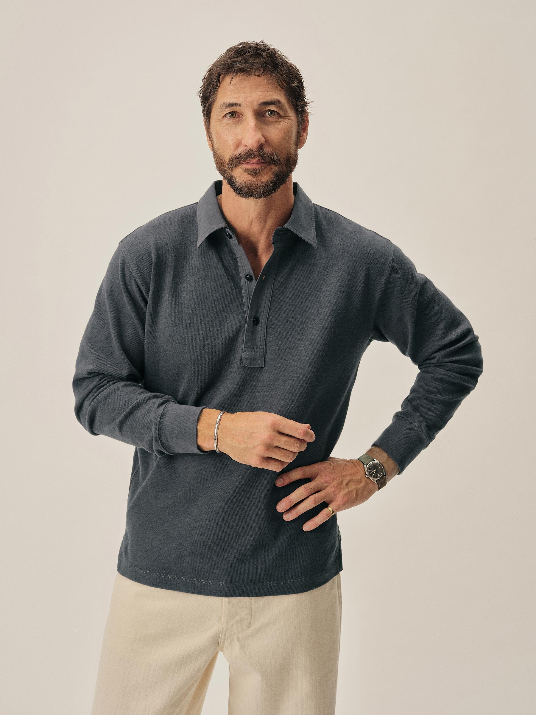 Alternative view of Baldy Blue Field-Spec Rugby Polo