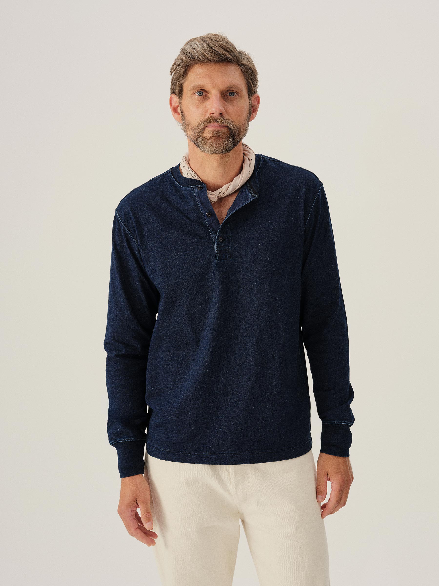 Alternative view of D019 Indigo-Dipped Yuma L/S Henley