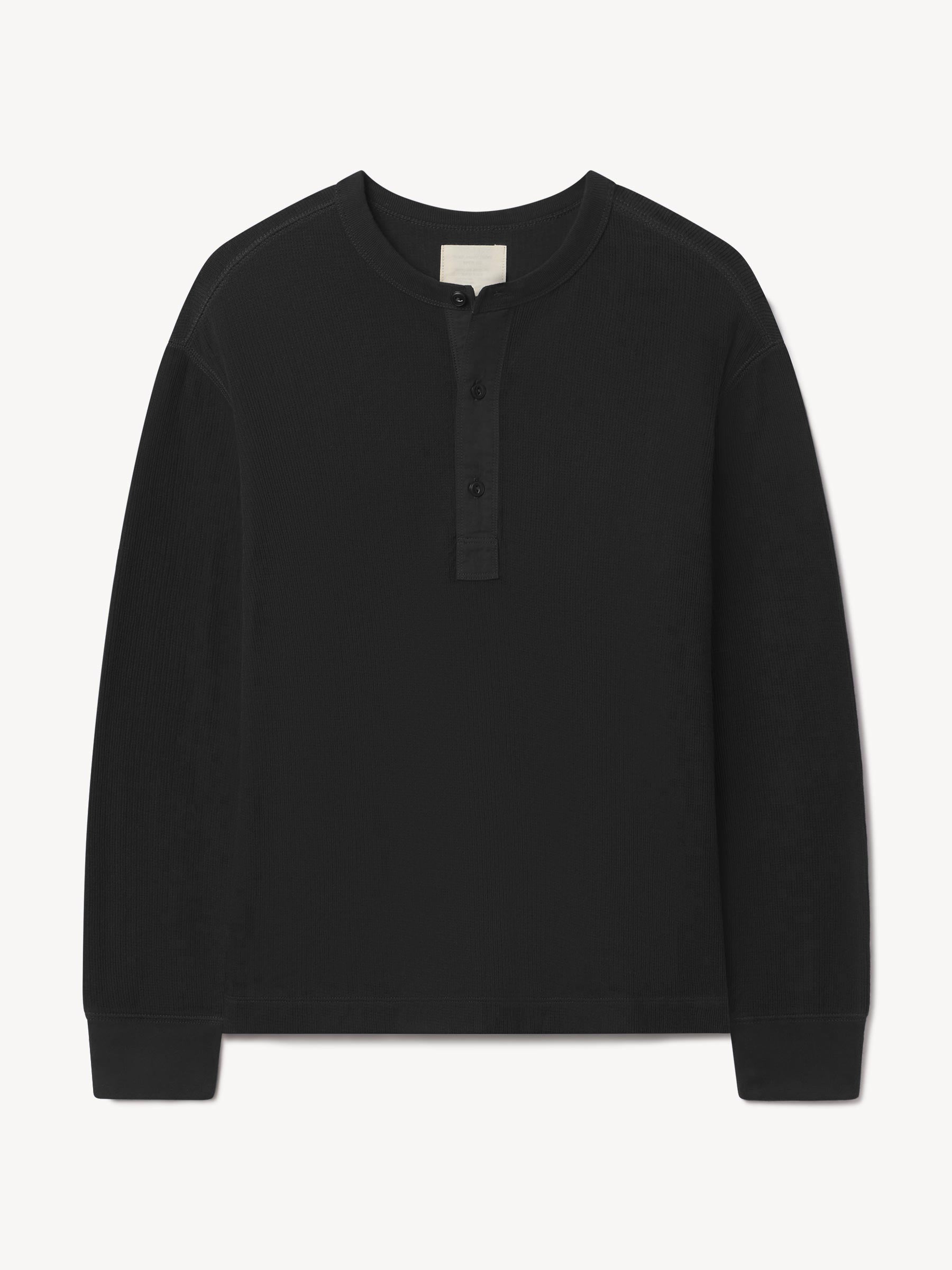 Black Vintage Thermal Henley