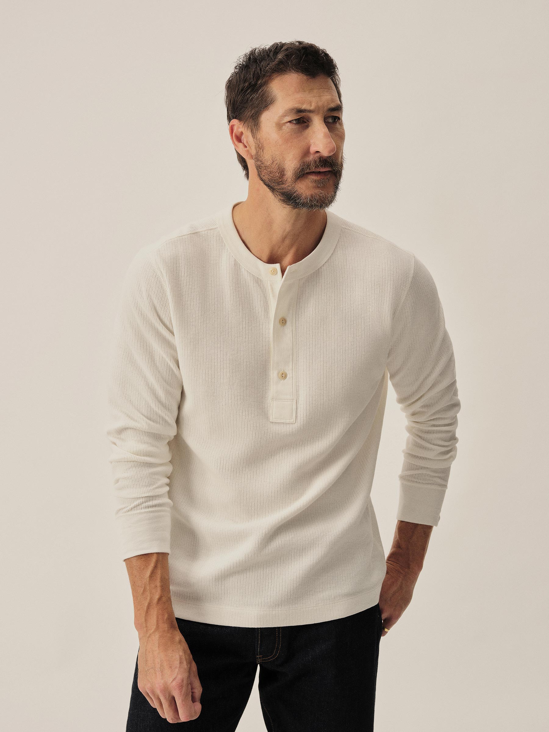 Natural Vintage Thermal Henley