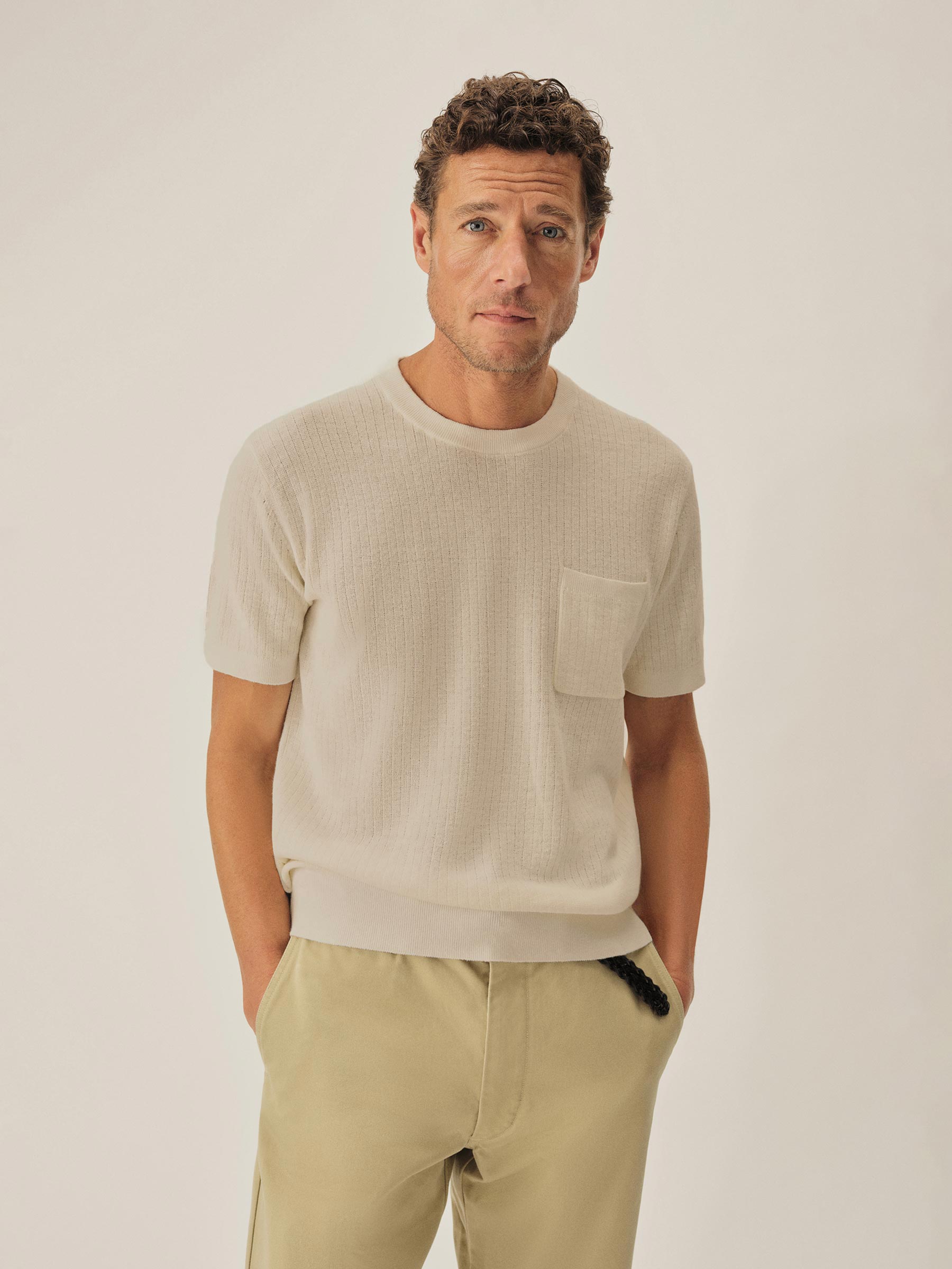 Alternative view of Cement Yuma Hemp Rib Knit Pocket Tee