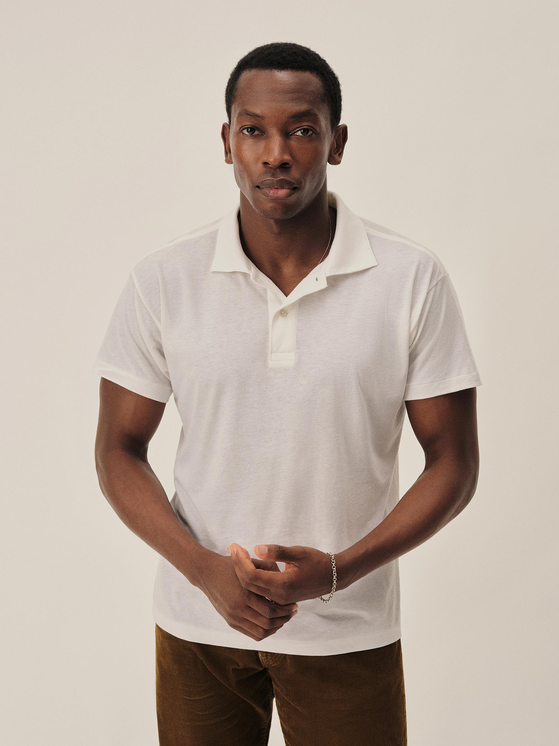 Alternative view of White Japanese De-Luxe Cotton Linen Knit S/S Polo