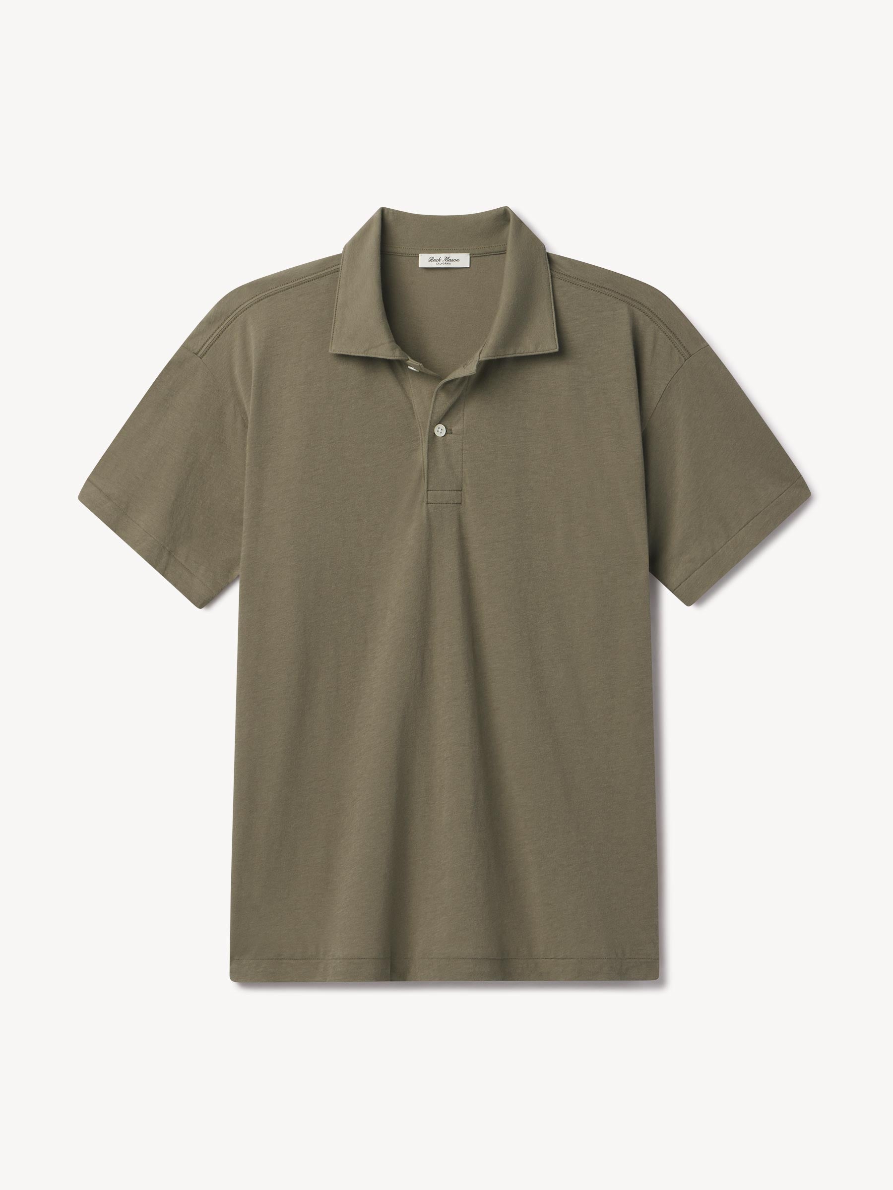 Alternative view of Dry Olive Japanese De-Luxe Cotton Linen Knit S/S Polo