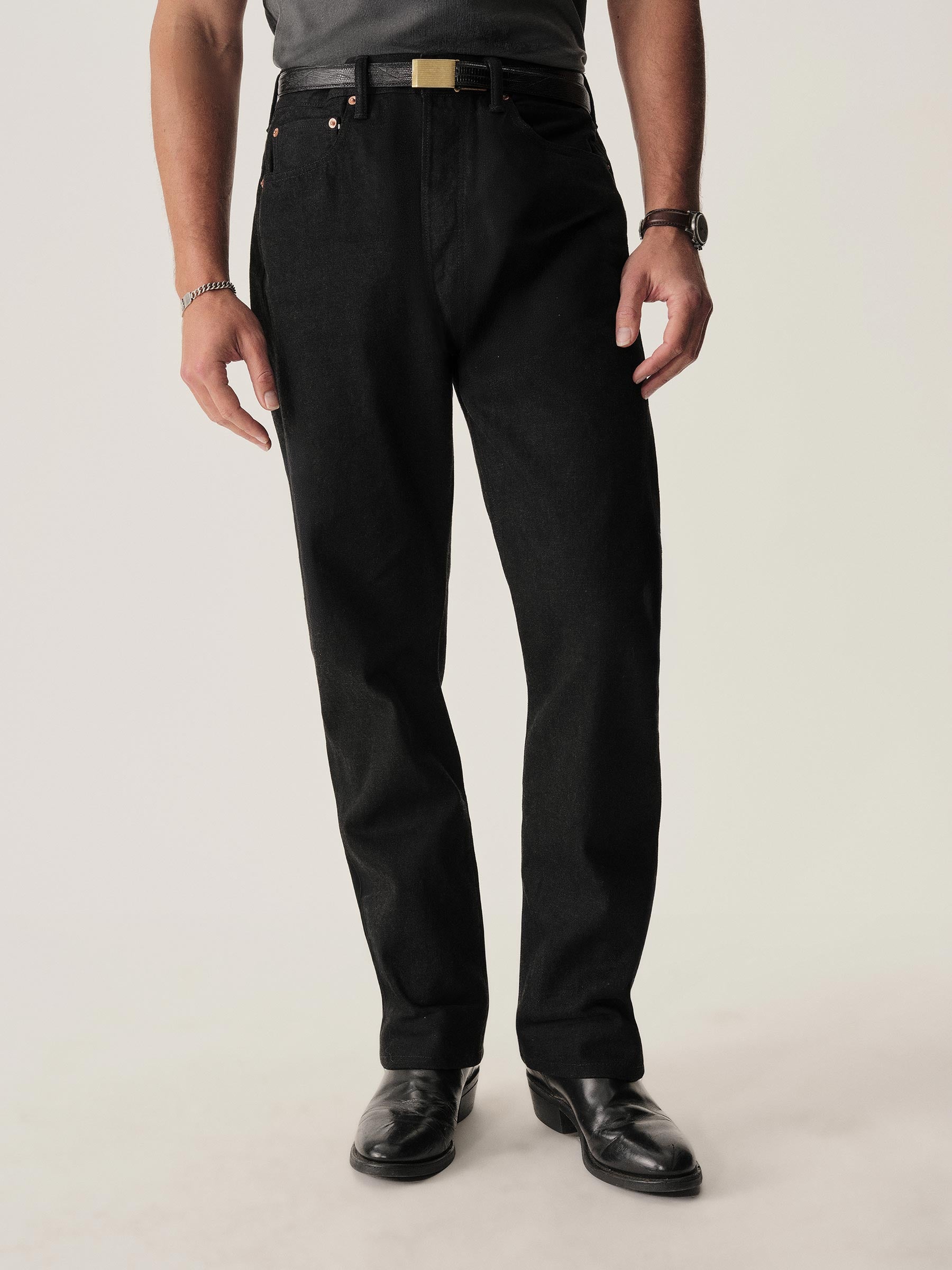 Alternative view of B008 Japanese Loomstate Selvedge Full Saddle Jean