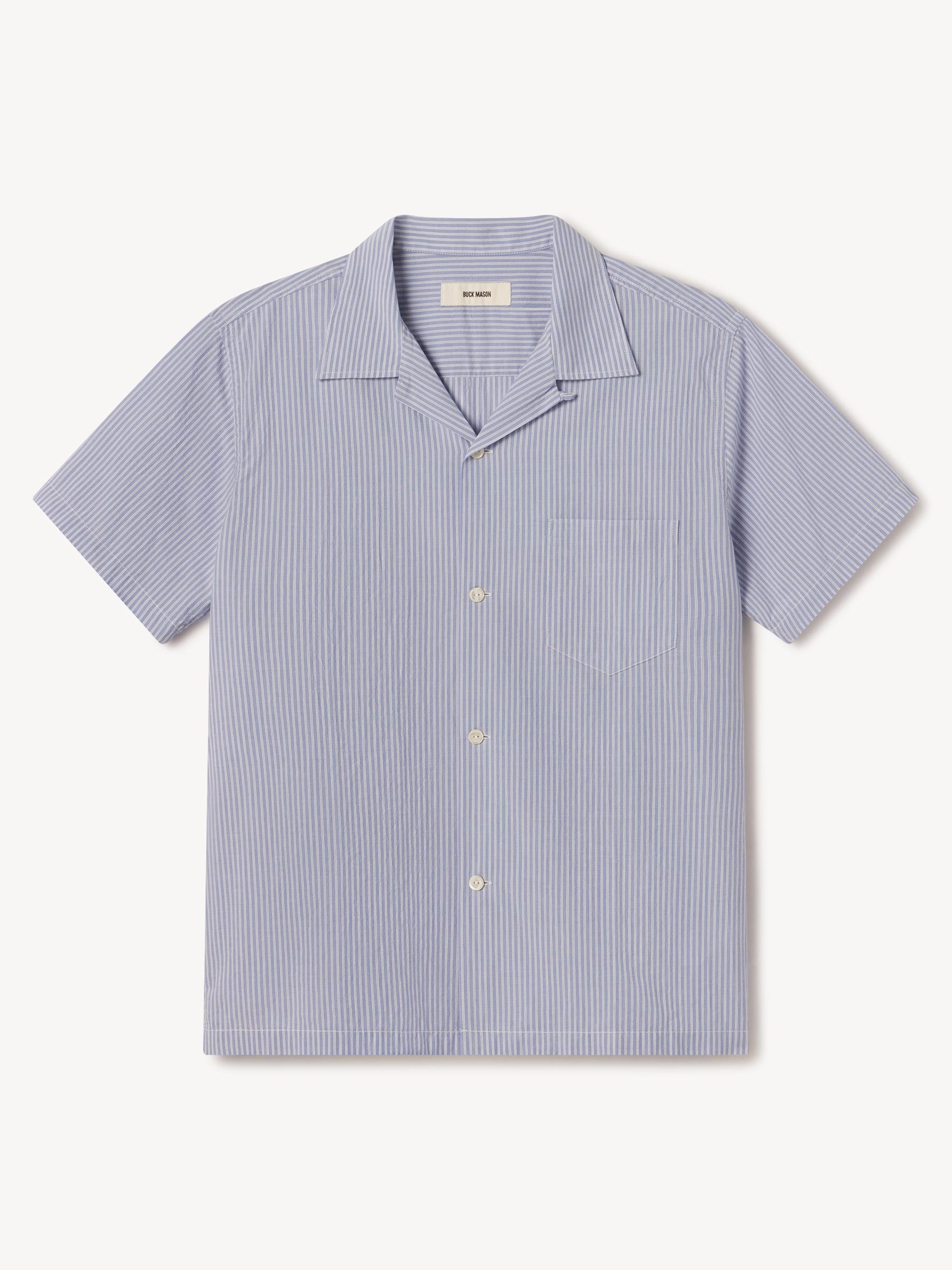 French Blue/White Double Stripe Wornwell One Pocket Shirt
