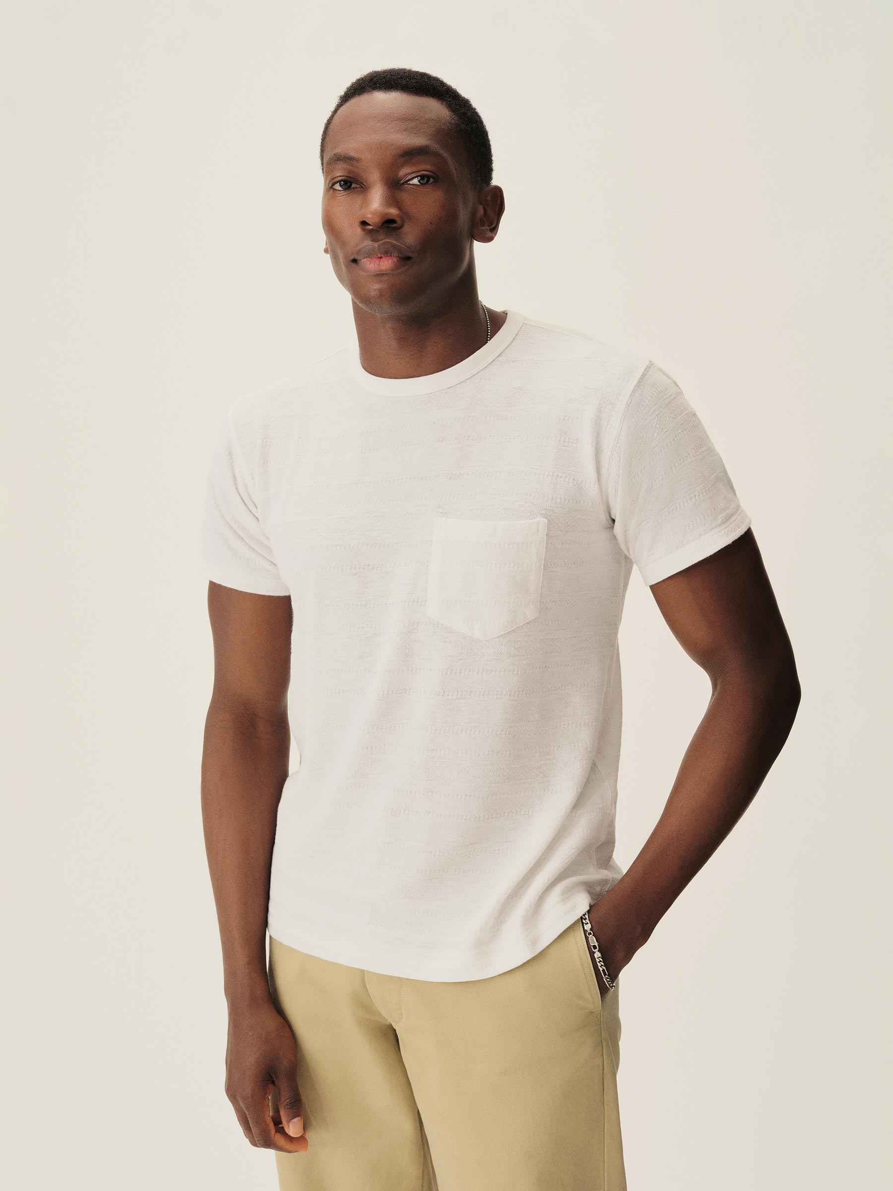 Alternative view of White Vintage Jacquard Pocket Tee