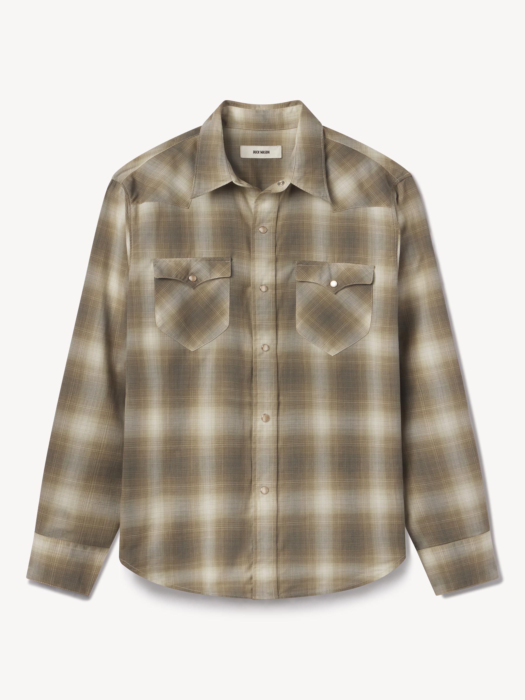 Alternative view of Sage Brush Shadow Plaid Palomino Western Shirt