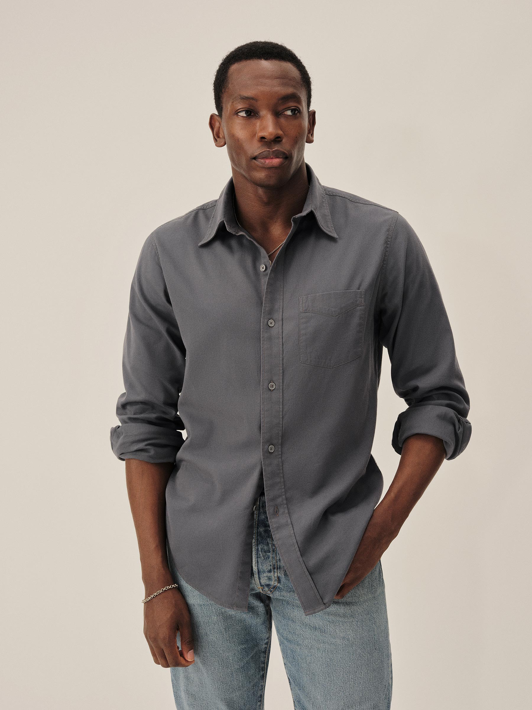 Alternative view of Klamath Blue Draped Twill One Pocket Shirt