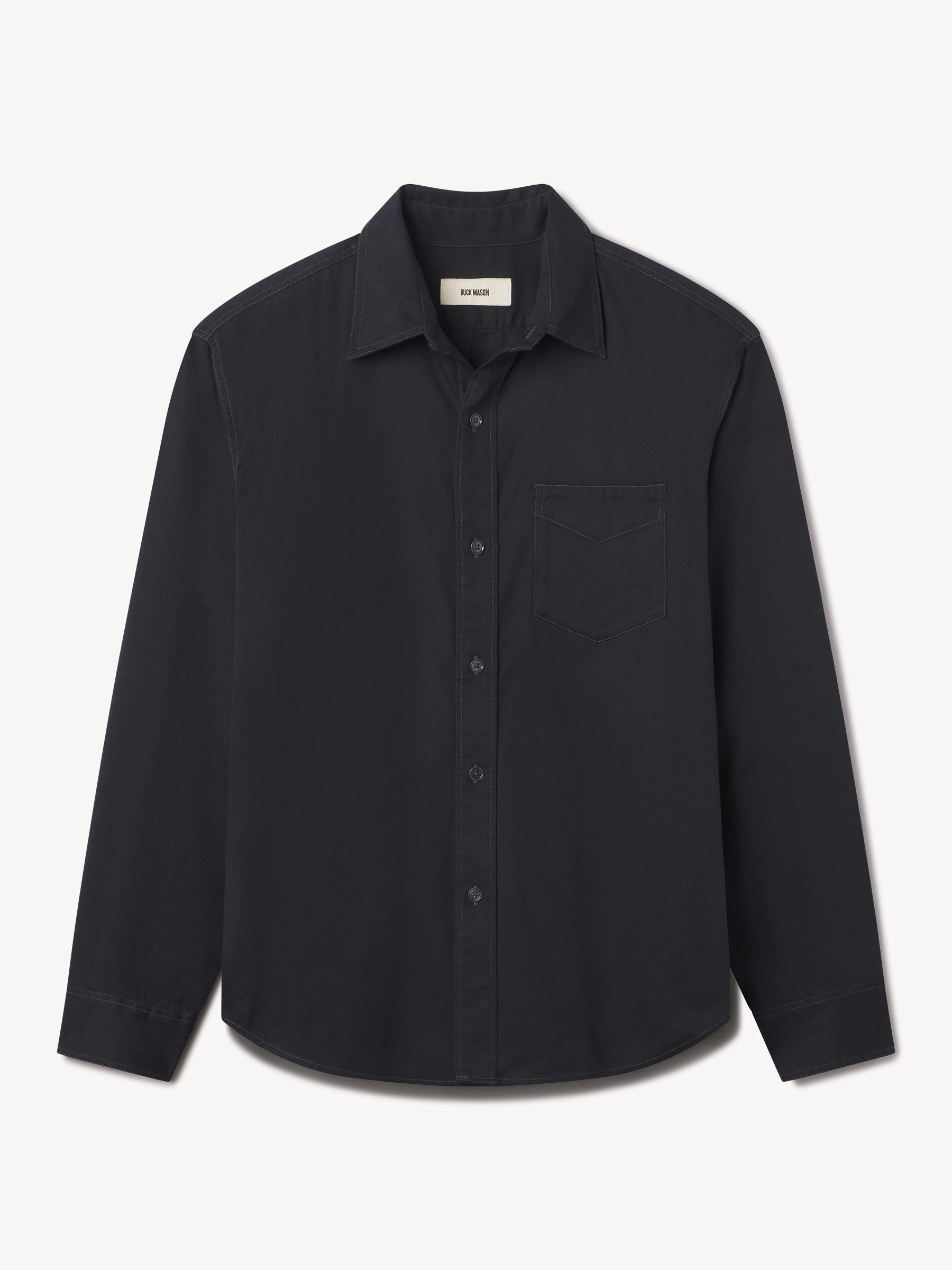 Dress Navy Draped Twill One Pocket Shirt