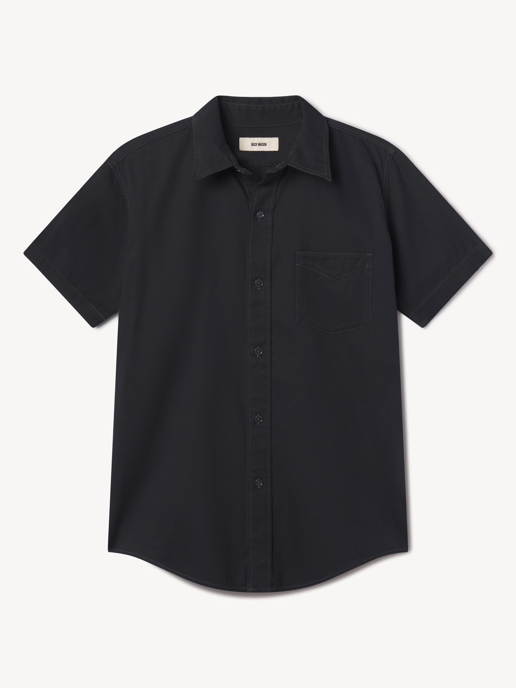 Dress Navy Draped Twill S/S One Pocket Shirt