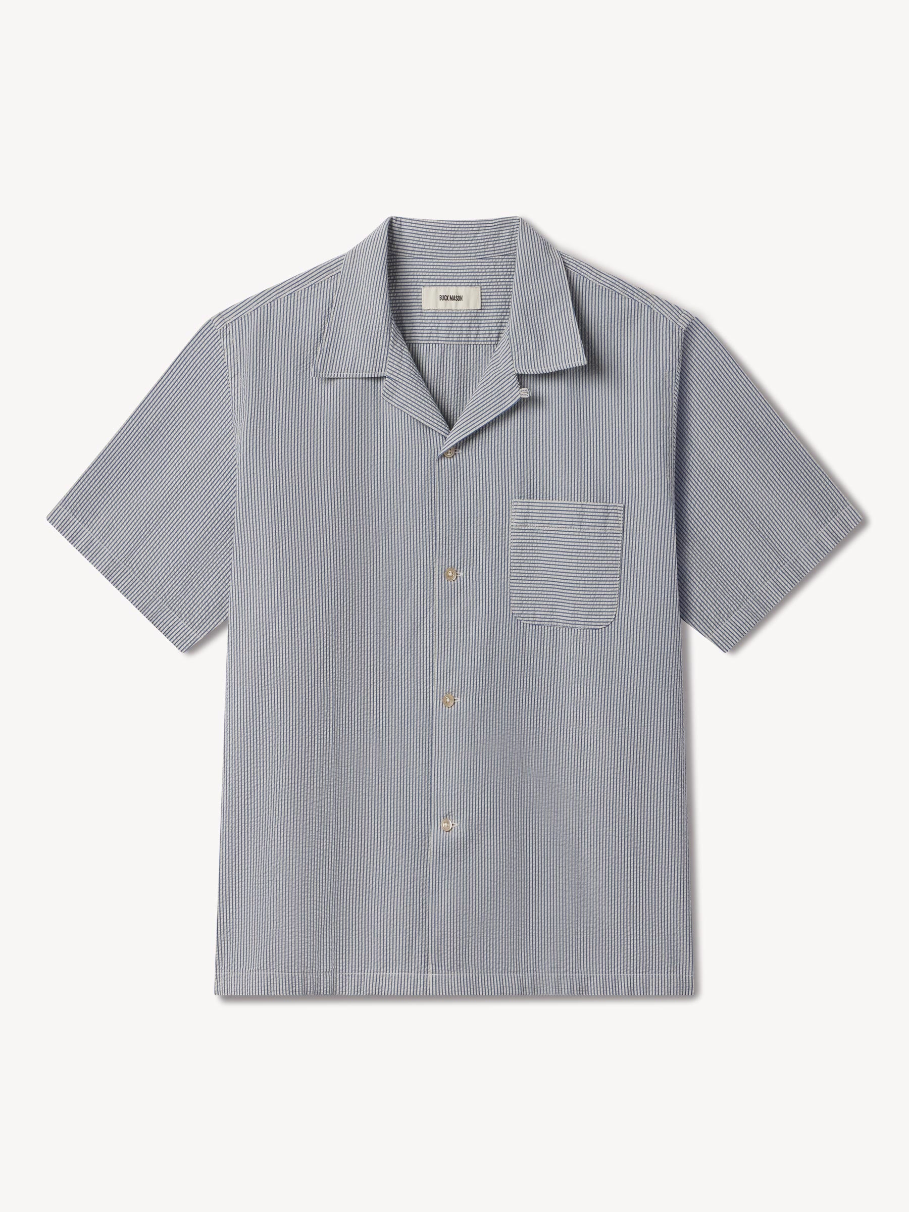 Blue/White Stripe Sodapop Seersucker Camp Shirt