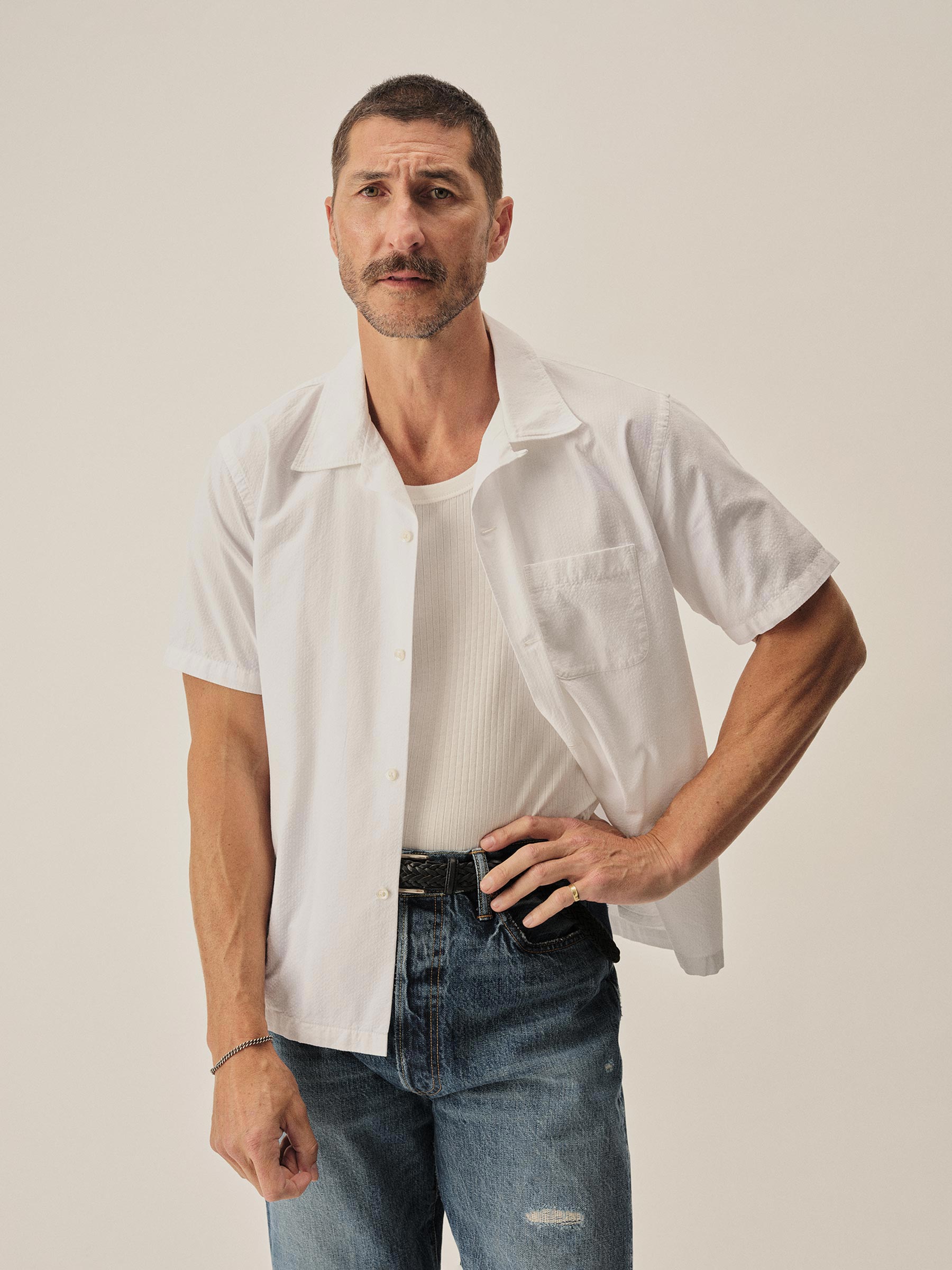 Alternative view of White Sodapop Seersucker Camp Shirt