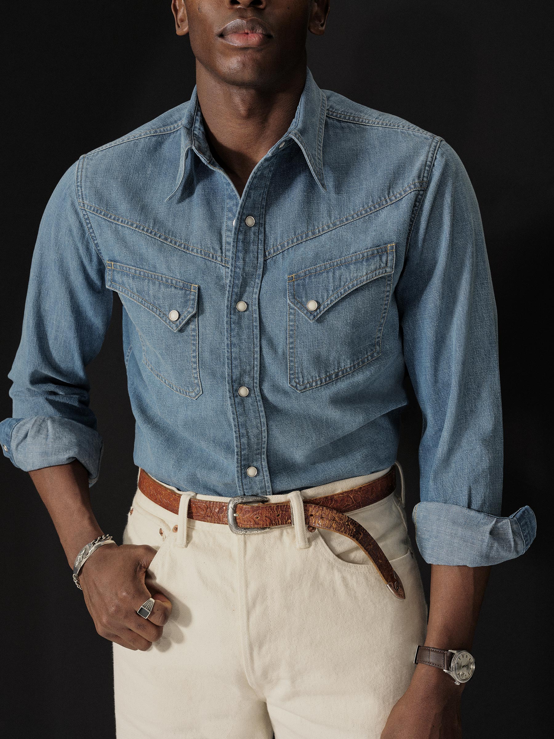 Alternative view of M048 Japanese Denim Lubbock Longhorn Shirt