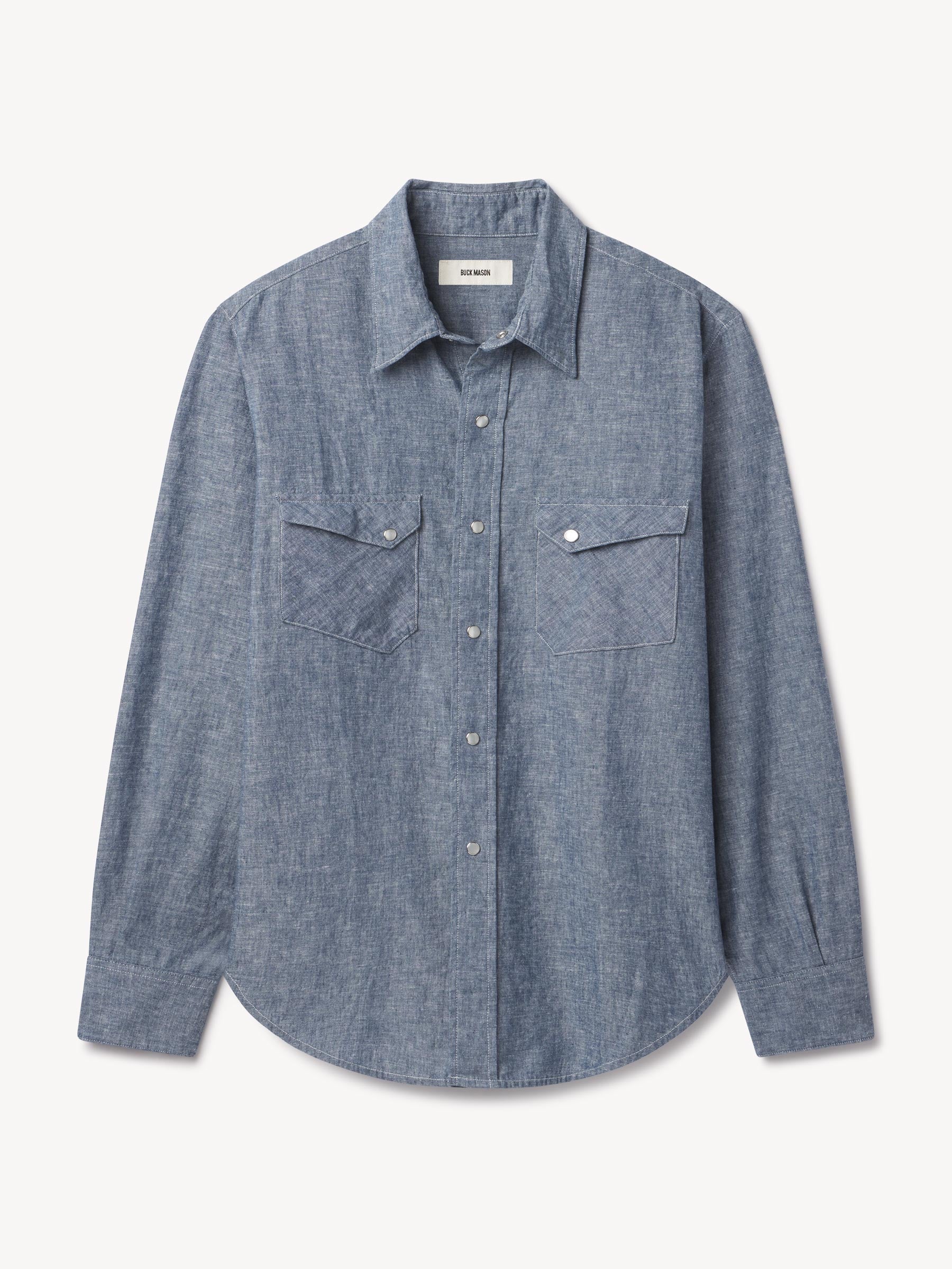 Light Blue End on End Linen/Cotton Pacific Drifter Western Shirt
