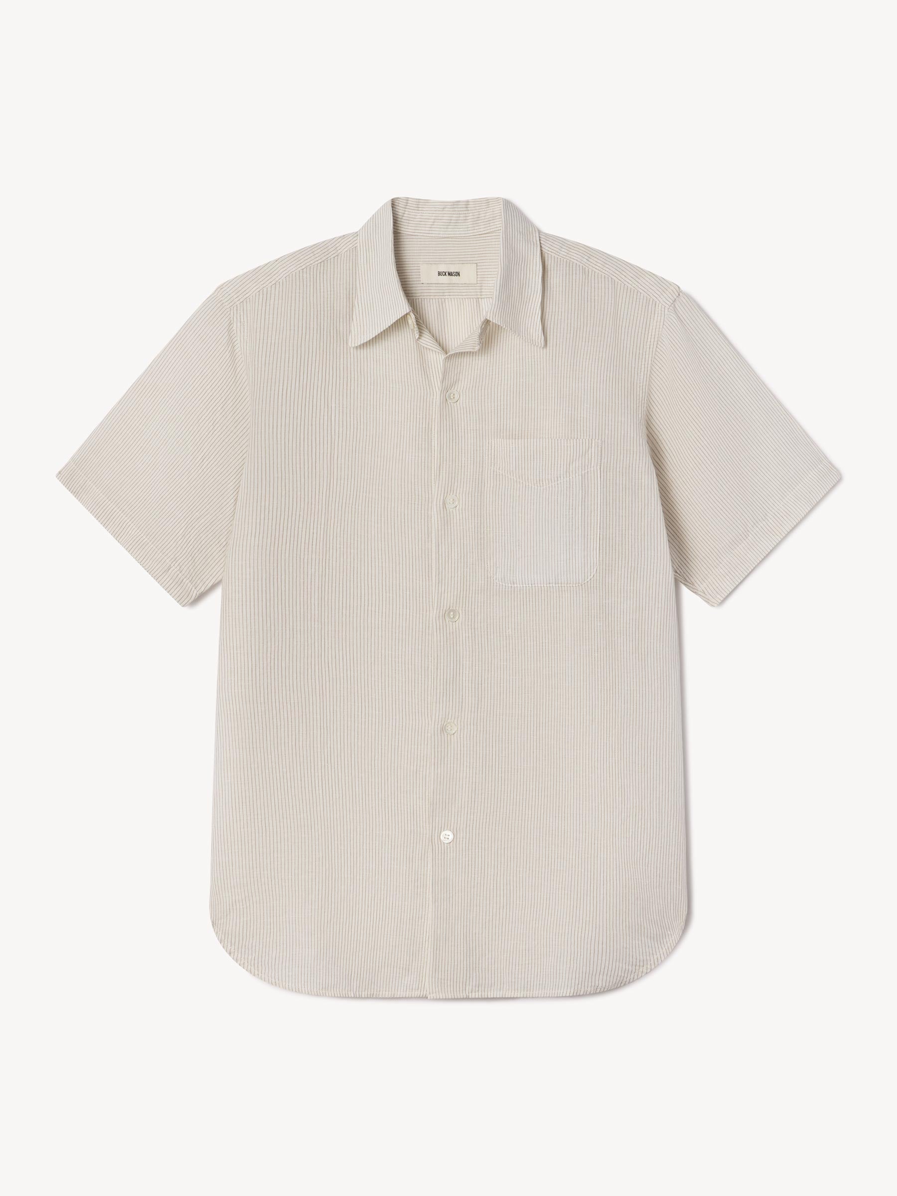 Natural/Khaki Stripe Breeze Cotton Linen S/S Shirt