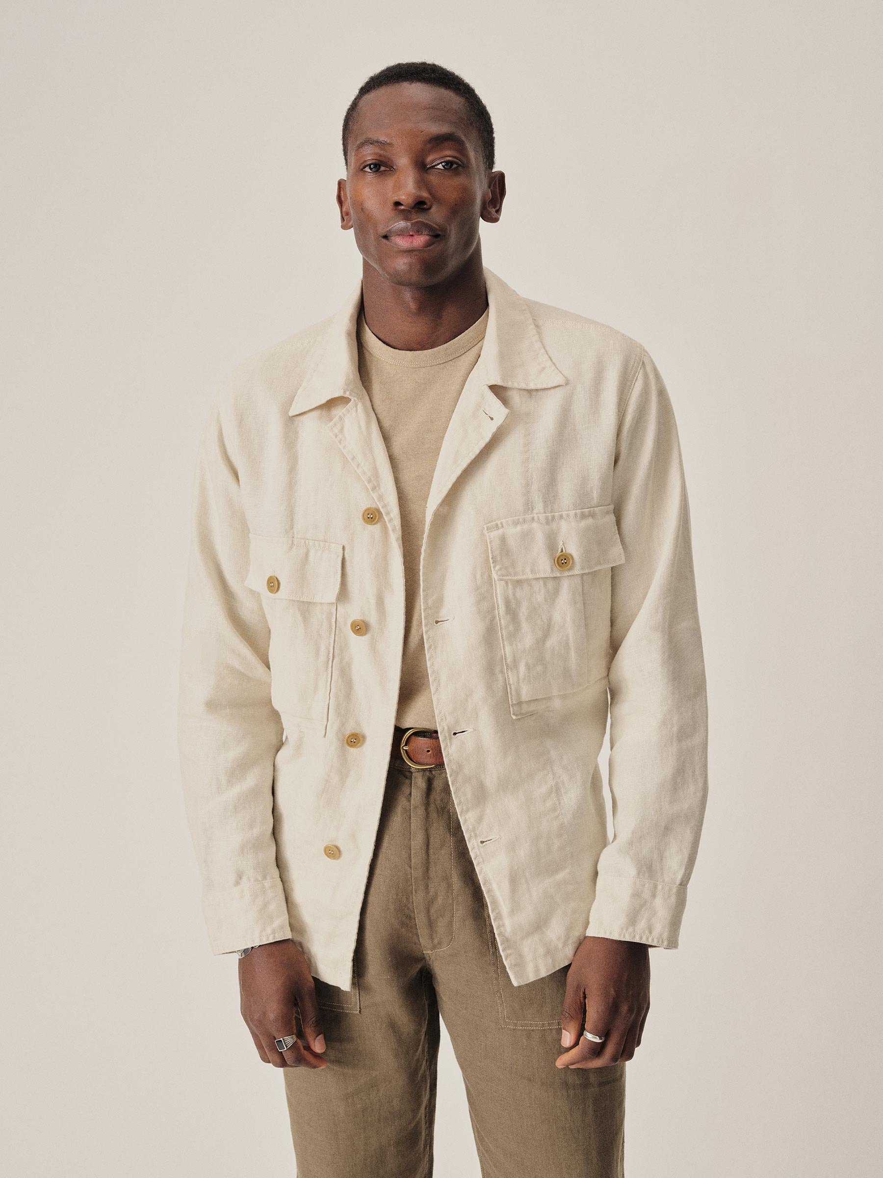 Alternative view of Worn White Loomed Linen P-43 Fatigue Shirt