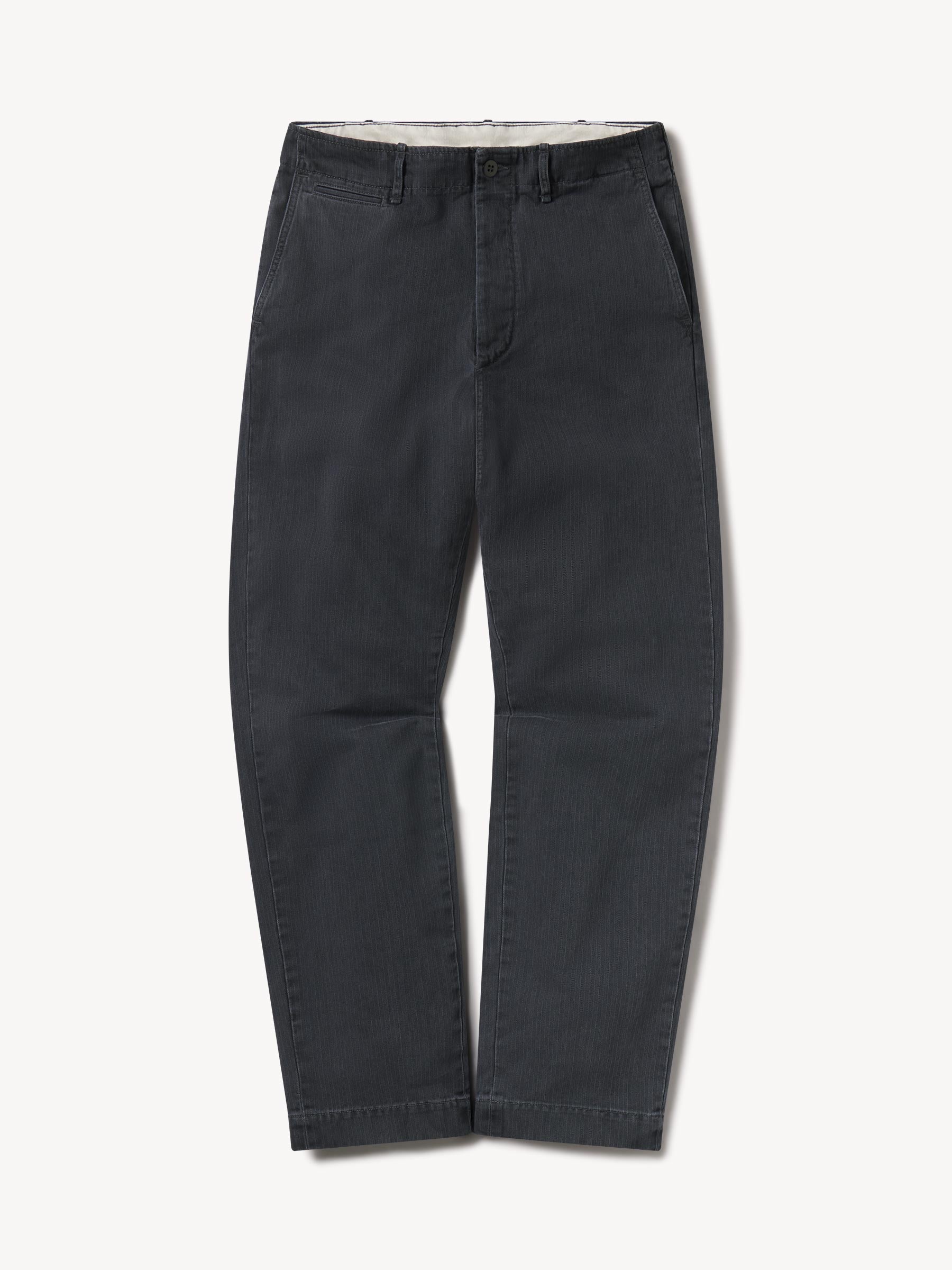 Vintage Navy Herringbone Twill Maverick Slim Chino