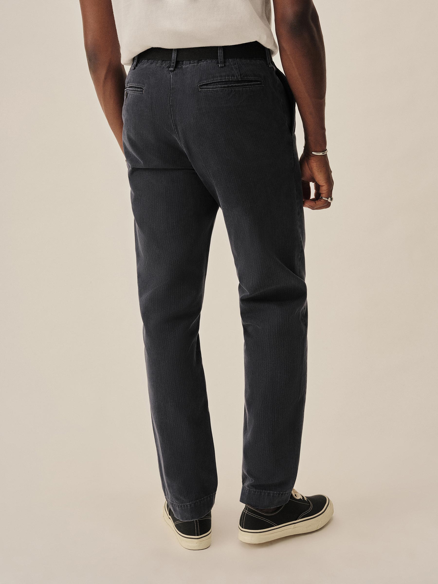 Vintage Navy Herringbone Twill Maverick Slim Chino - Image 6