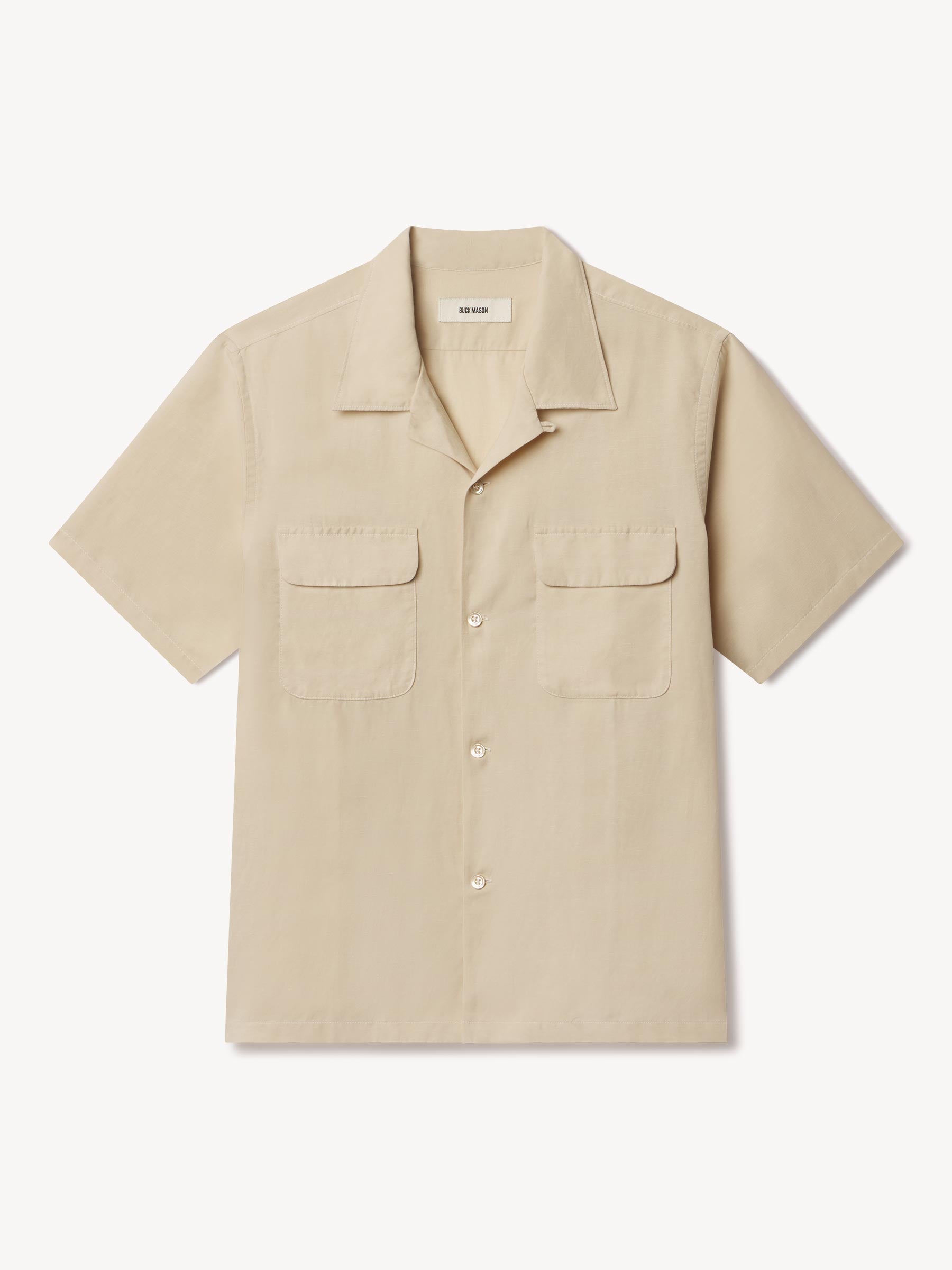 Pale Mojave Draped Linen Deuce Coupe Camp Shirt