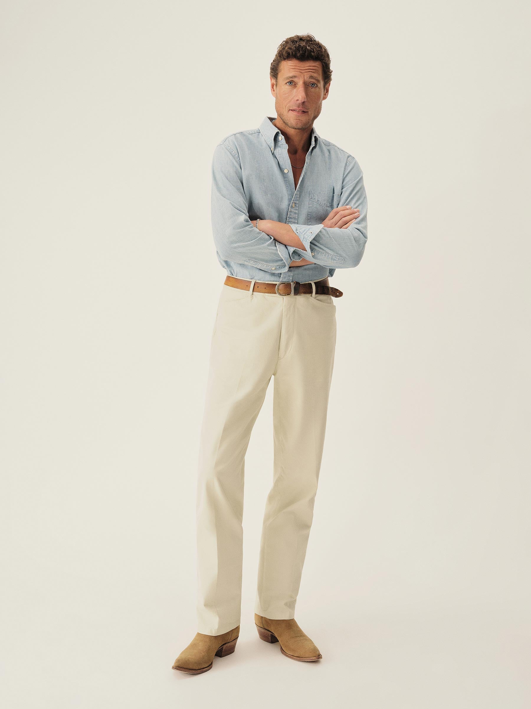 Alternative view of Pearl Snap White Cotton Twill El Camino Pant