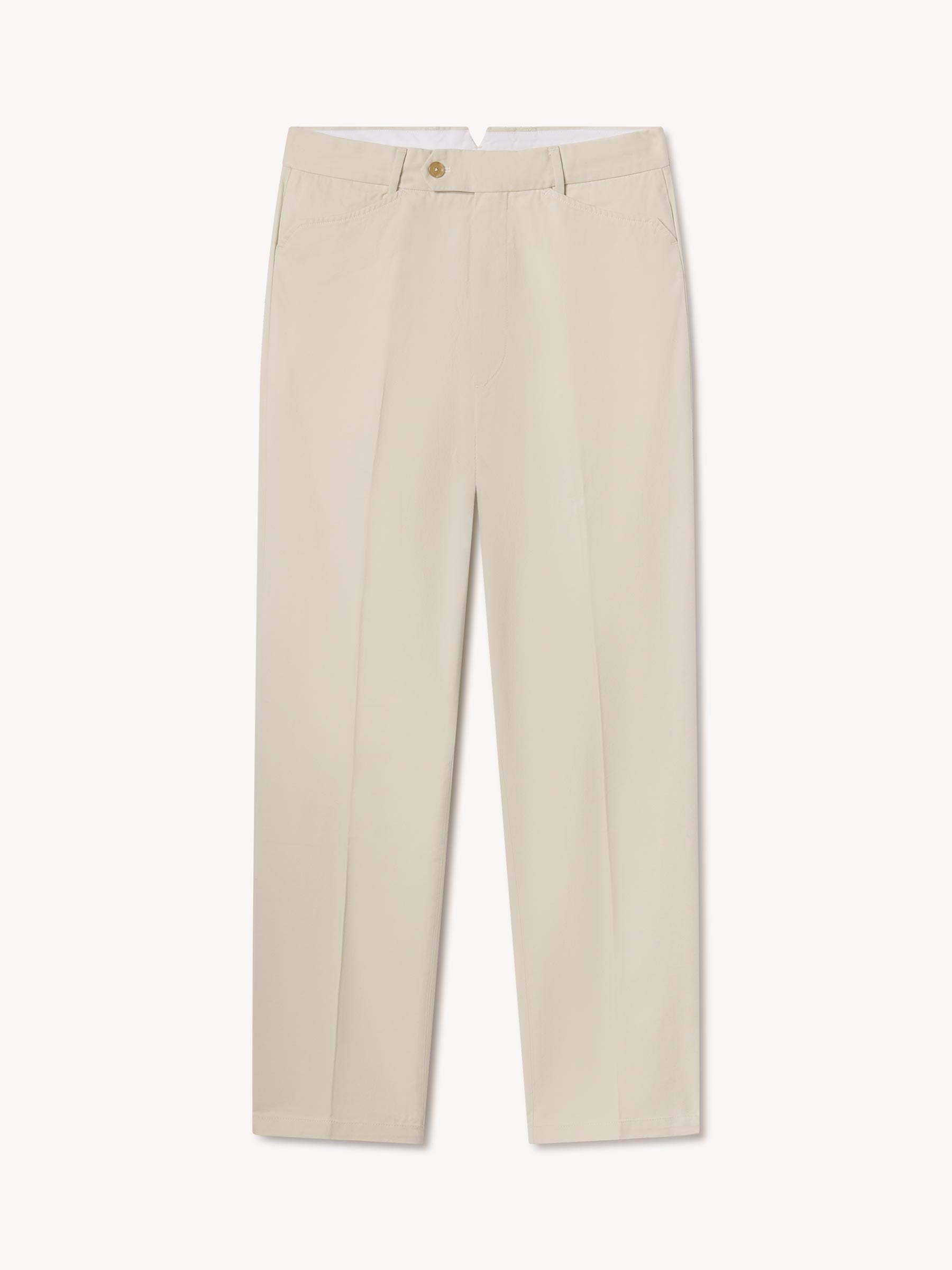 Pearl Snap White Cotton Twill El Camino Pant