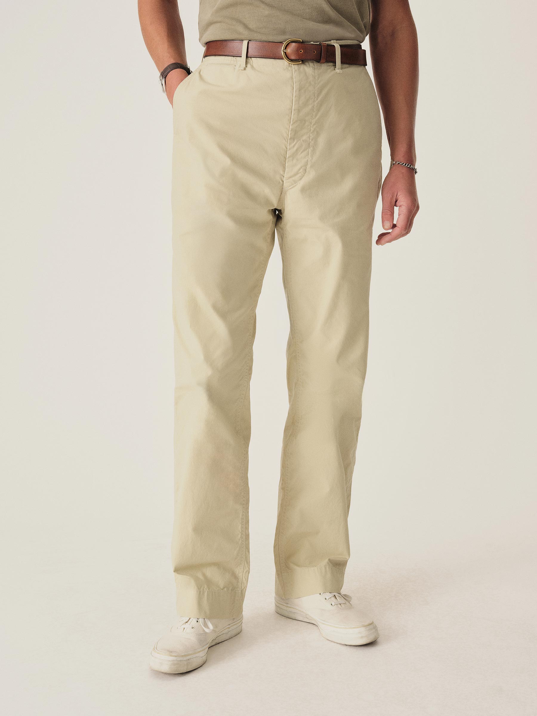 Alternative view of Washed Khaki Parachute Poplin Full Saddle Chino