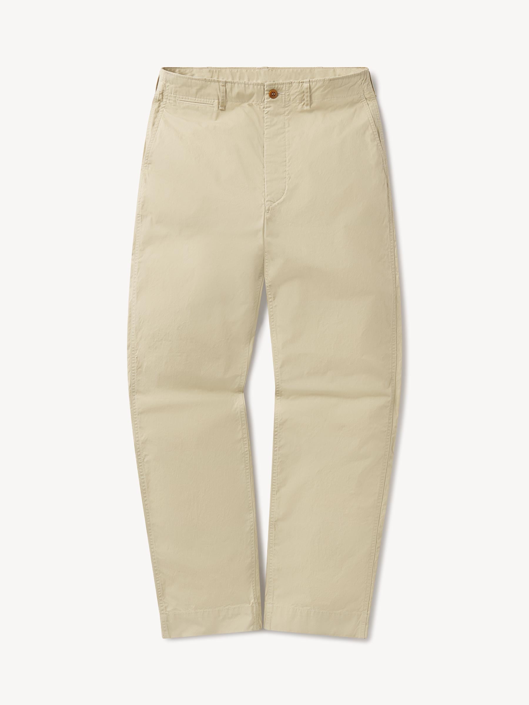 Washed Khaki Parachute Poplin Full Saddle Chino