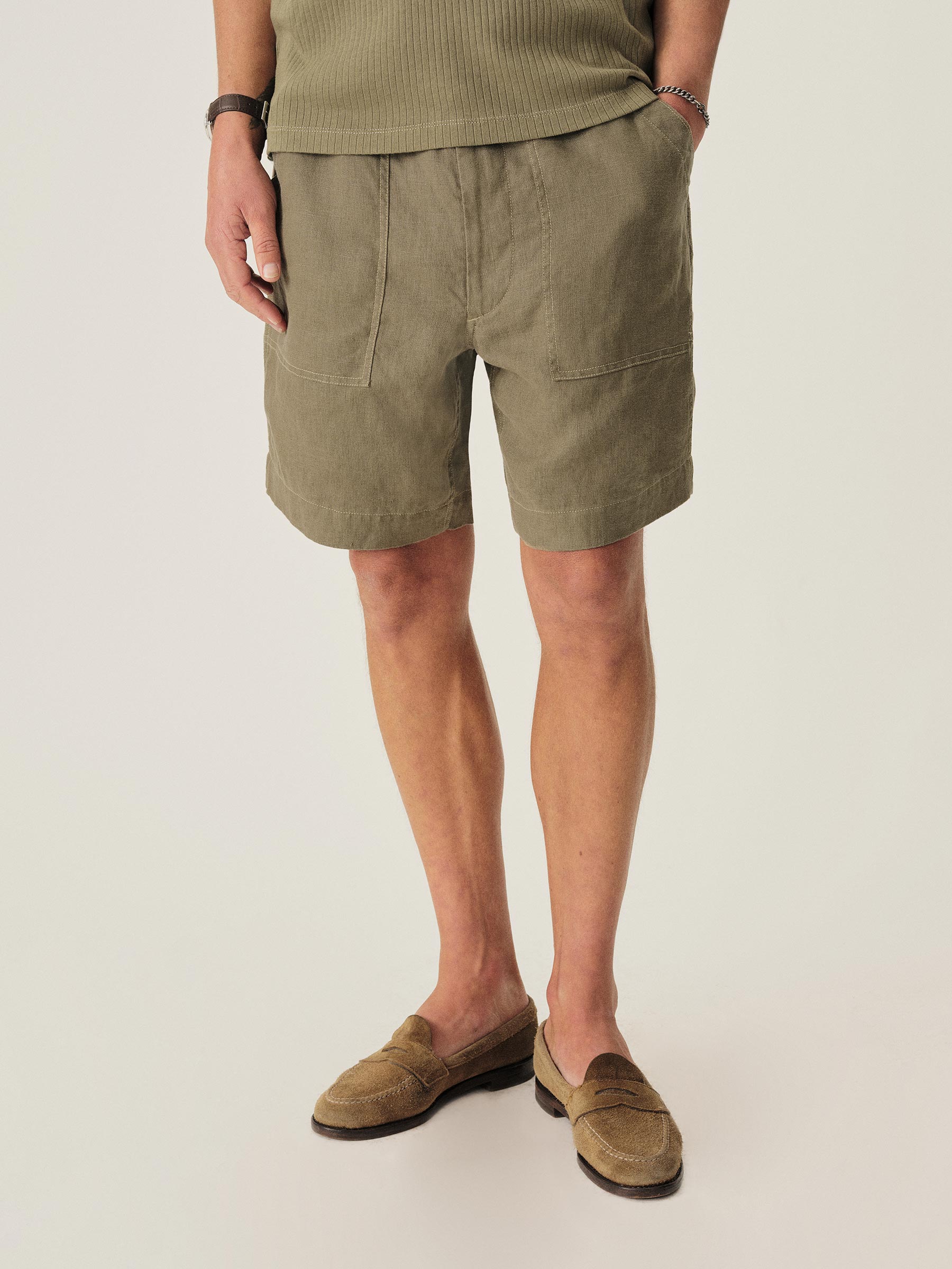 Alternative view of Desert Olive Loomed Linen OG-107 Fatigue Short