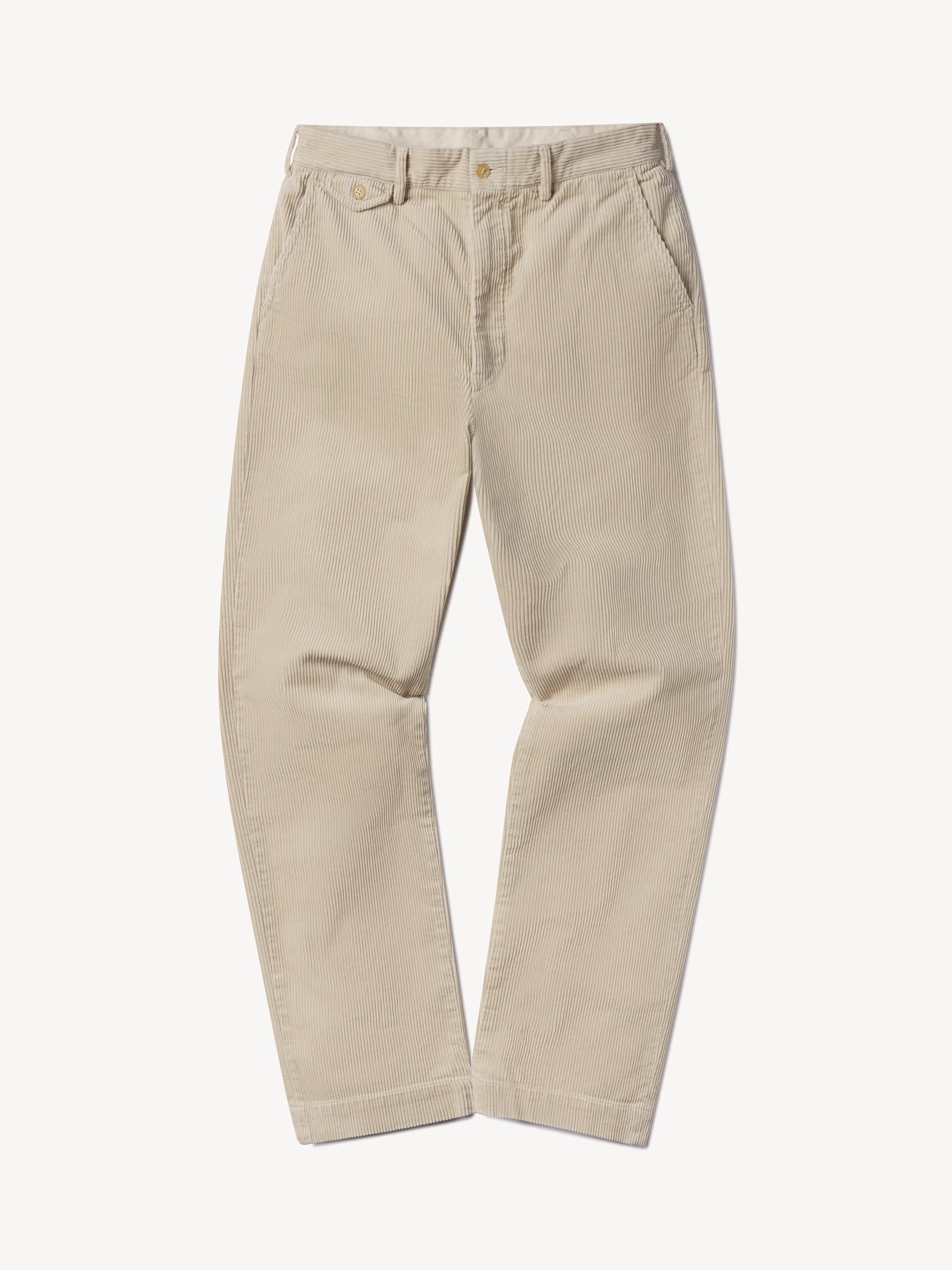 Alternative view of Washed Khaki Chunky Cord Full Saddle Chino