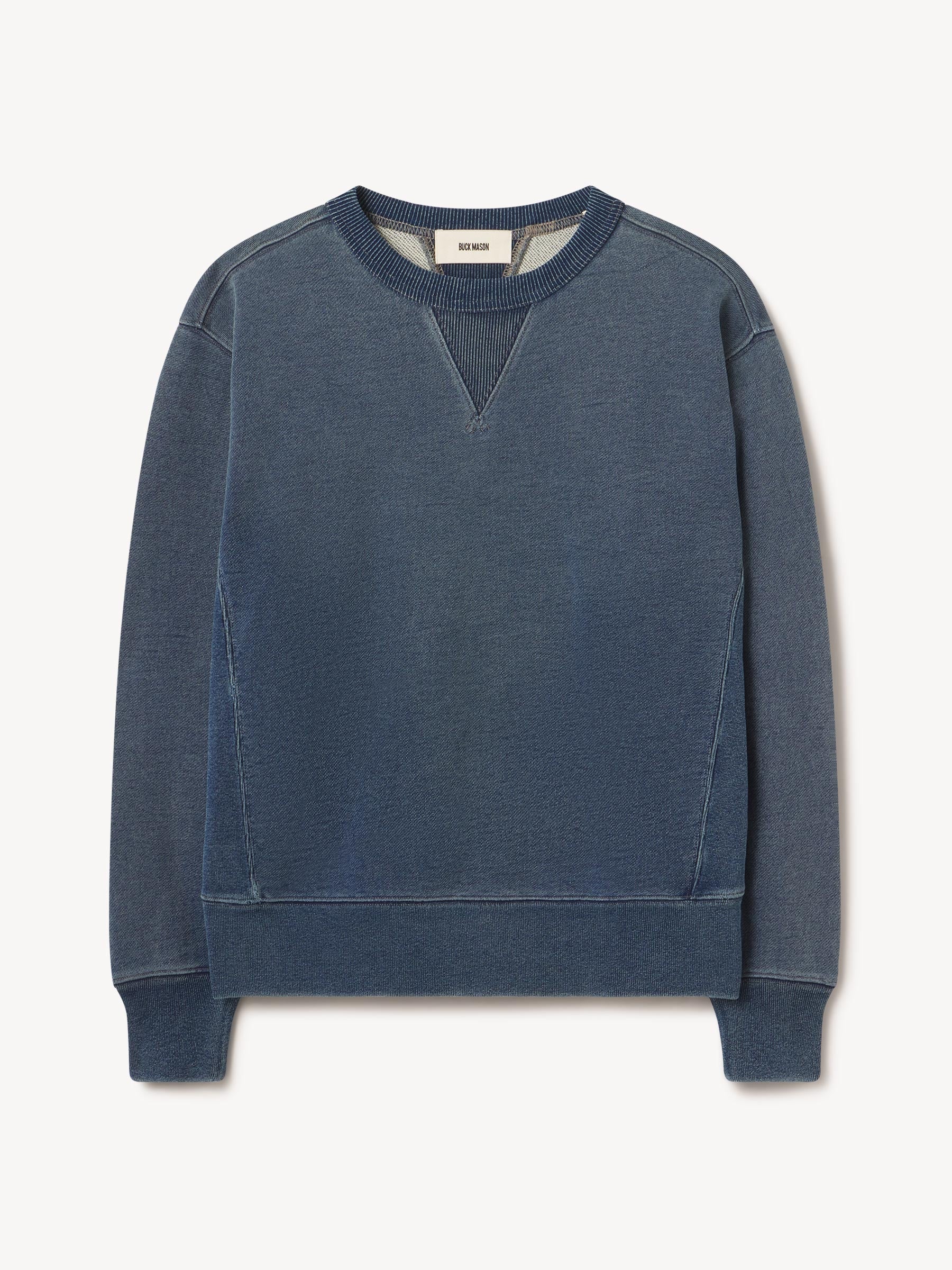 Alternative view of L036 Indigo-Dipped Loopback Double V Crew Sweatshirt