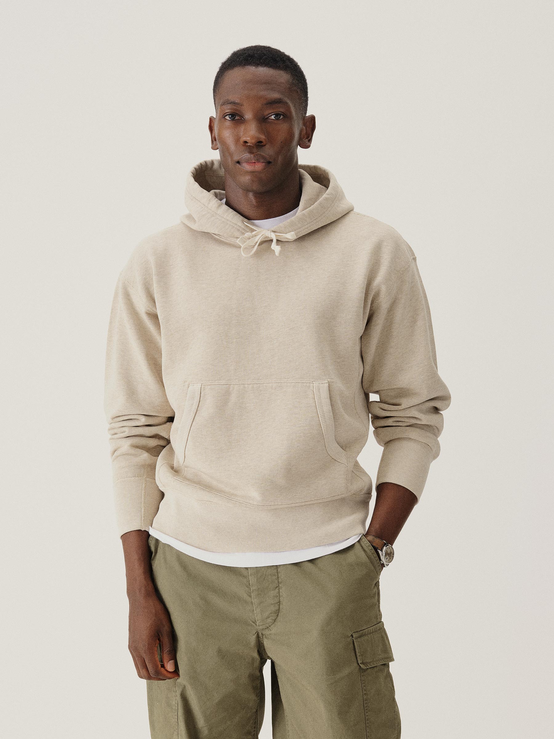 Alternative view of Heather Oat Welterweight Hooded Sweatshirt