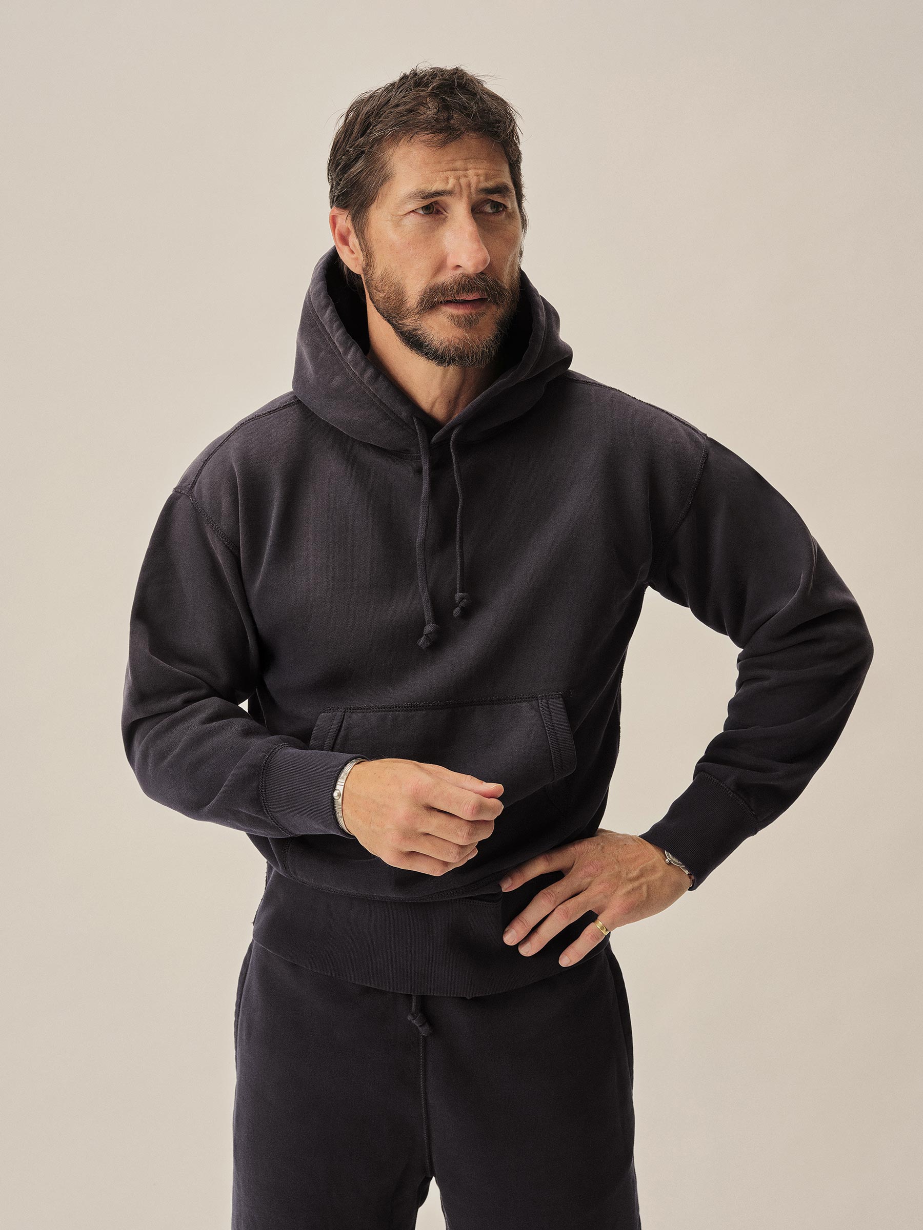 Alternative view of Longshore Navy Welterweight Hooded Sweatshirt