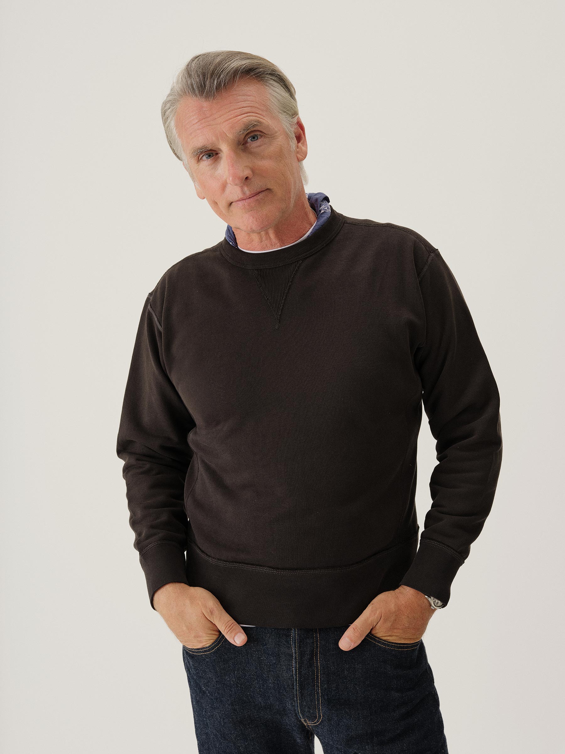 Alternative view of Black Sunfade Welterweight Double V Crew Sweatshirt