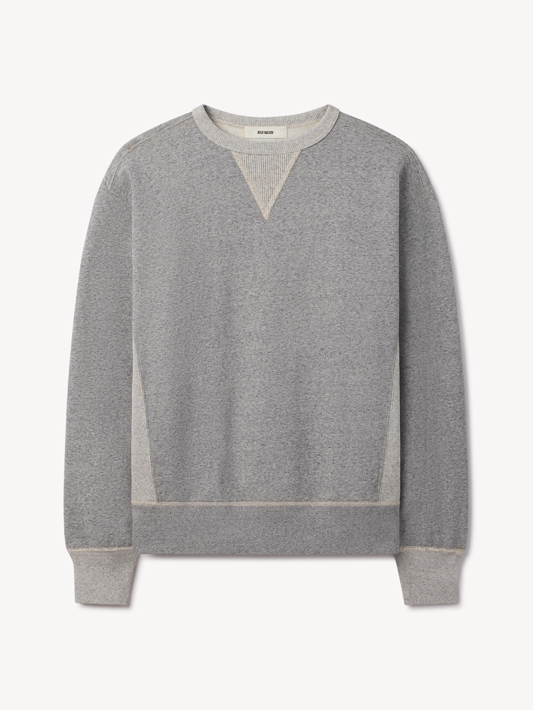 Alternative view of Two Tone Heather Grey Welterweight Double V Crew Sweatshirt