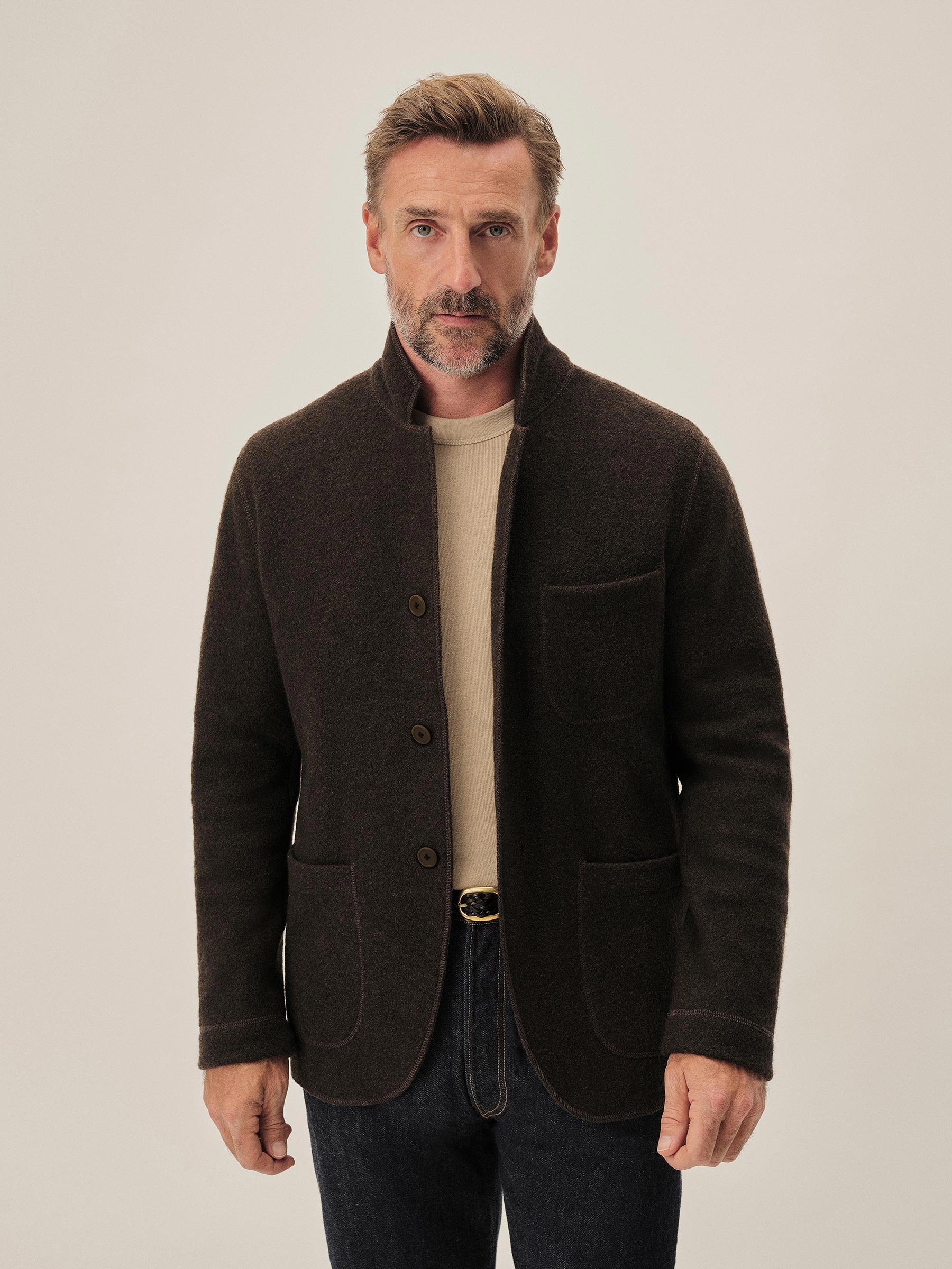 Alternative view of Marled River Rock Felted Chore Coat