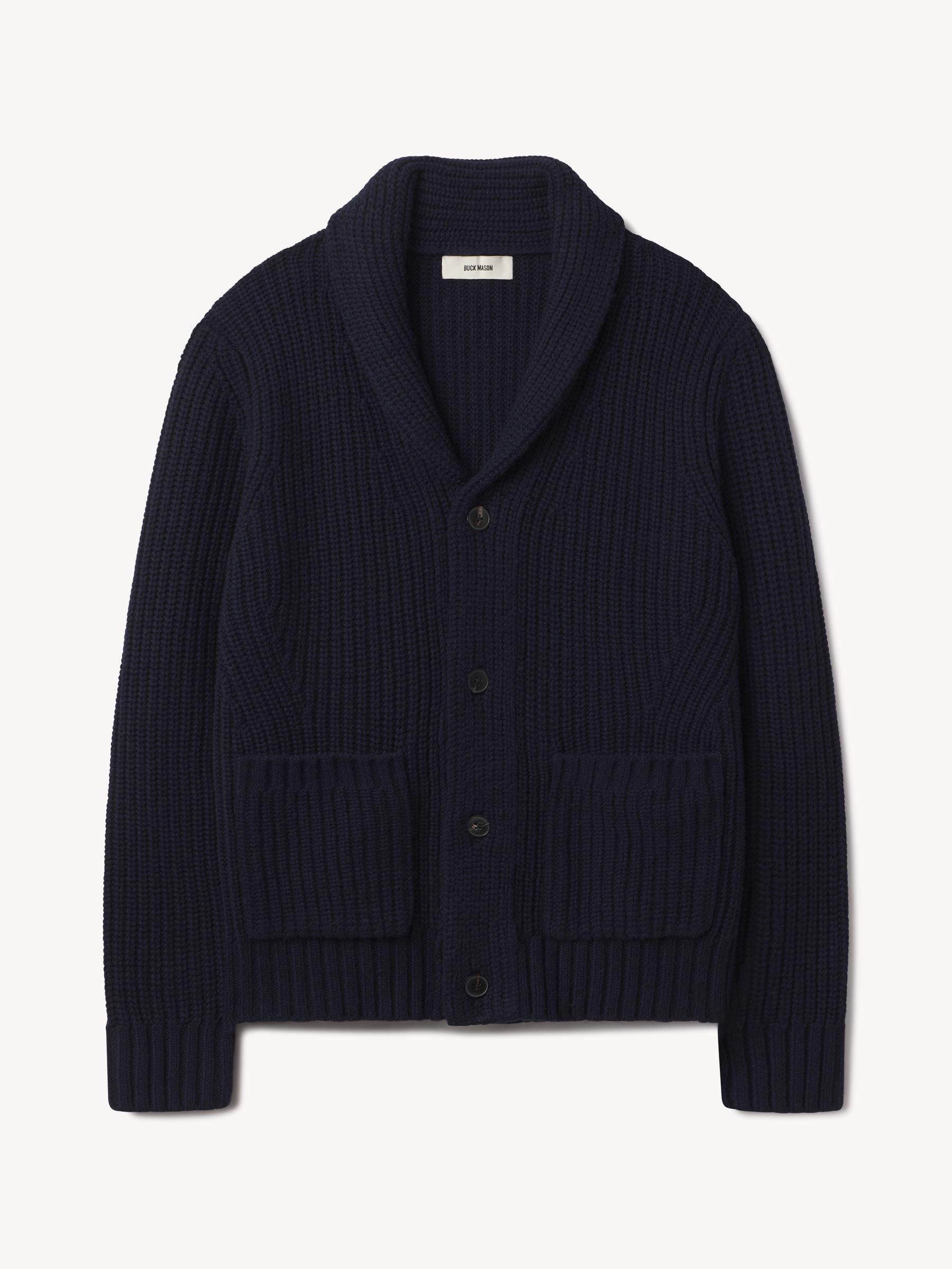 Dark Navy Herdsman Shawl Cardigan