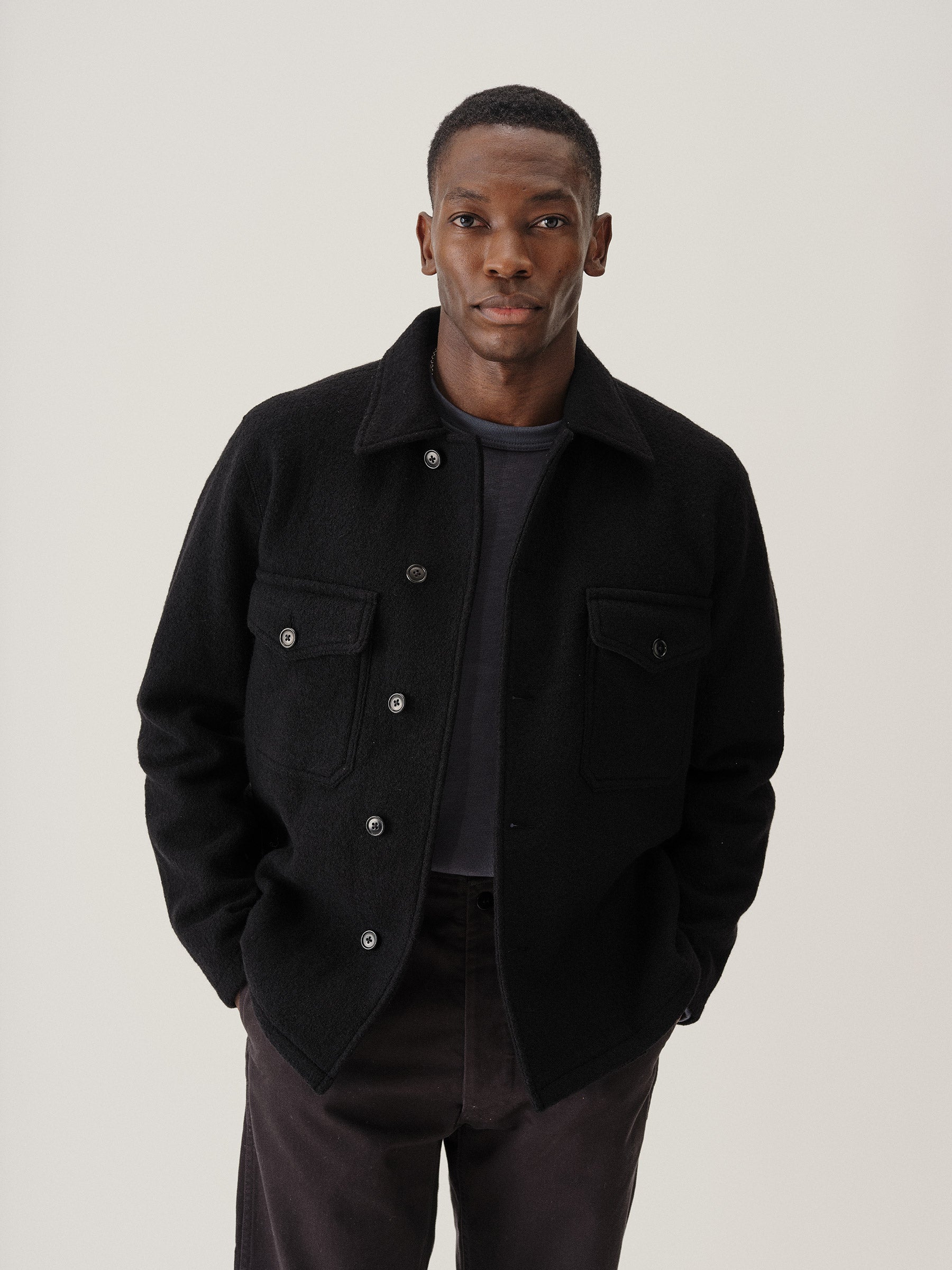 Alternative view of Black Felted Field Shirt