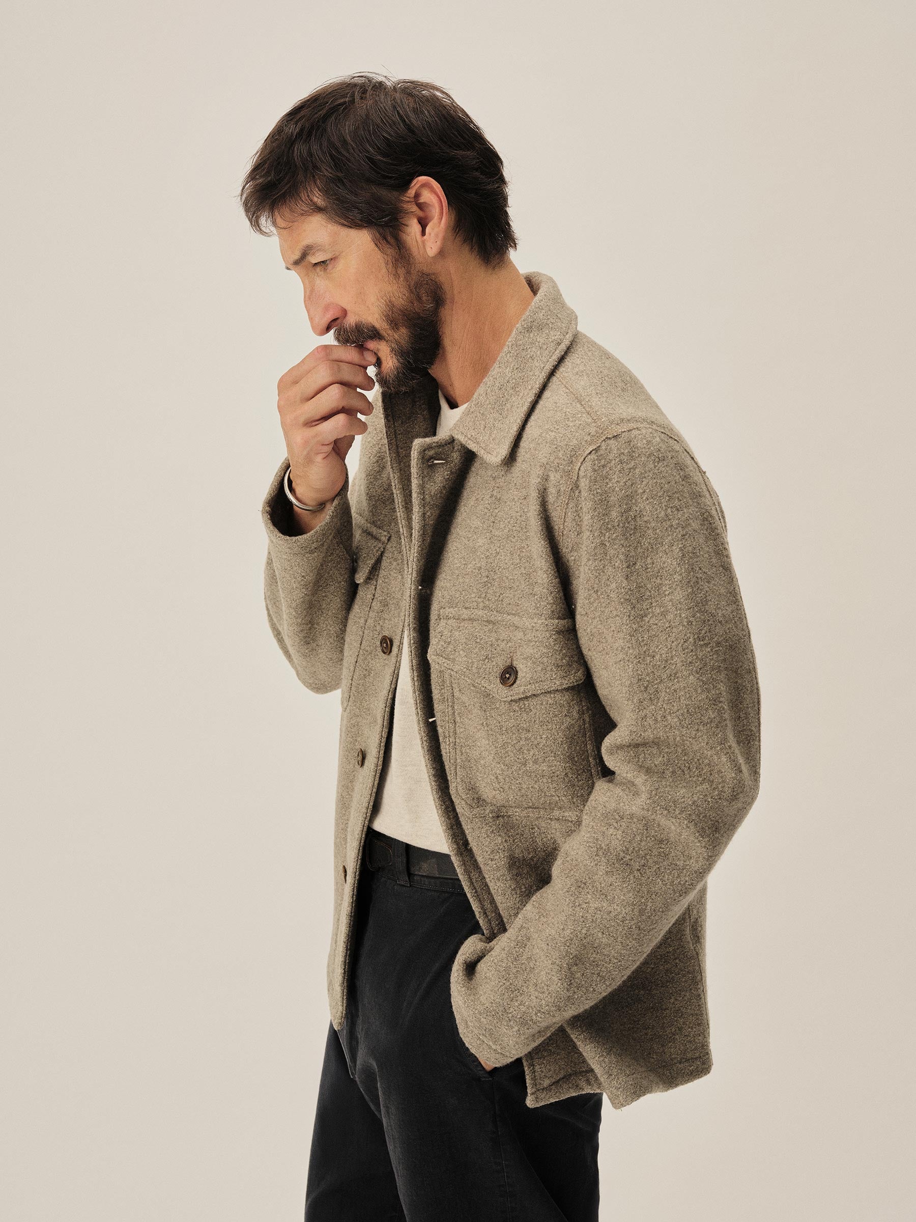 Alternative view of Heather Stone Felted Wool Field Shirt